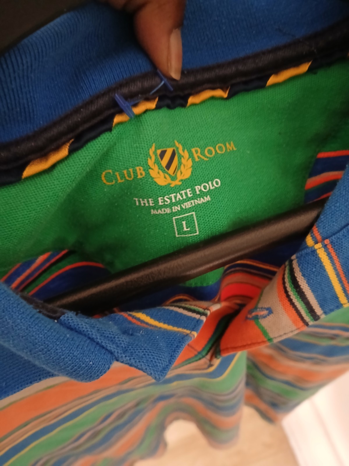 Club Room The Estate Polo Men’s L Short Sleeve Striped Polo Blue Orange Green