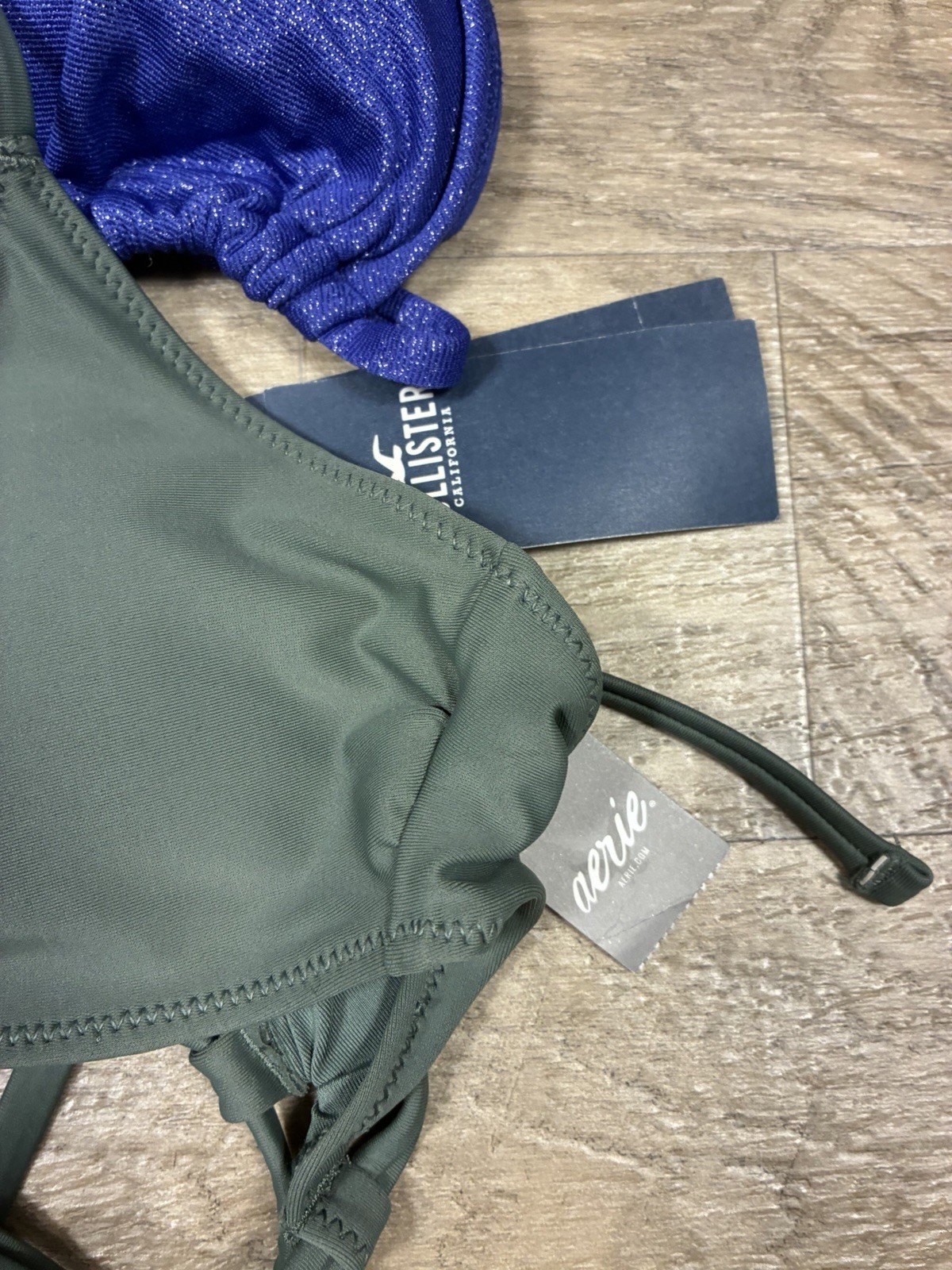 NWTs Hollister aerie 2 Bikini Swim Tops Scoop Triangle String Metallic XS