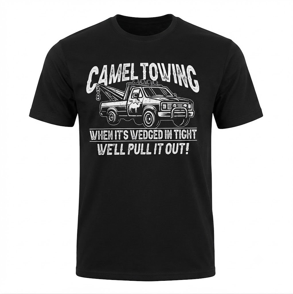 Men’s Funny Camel towing T-shirt double meaning humor humorous tee joke shirt