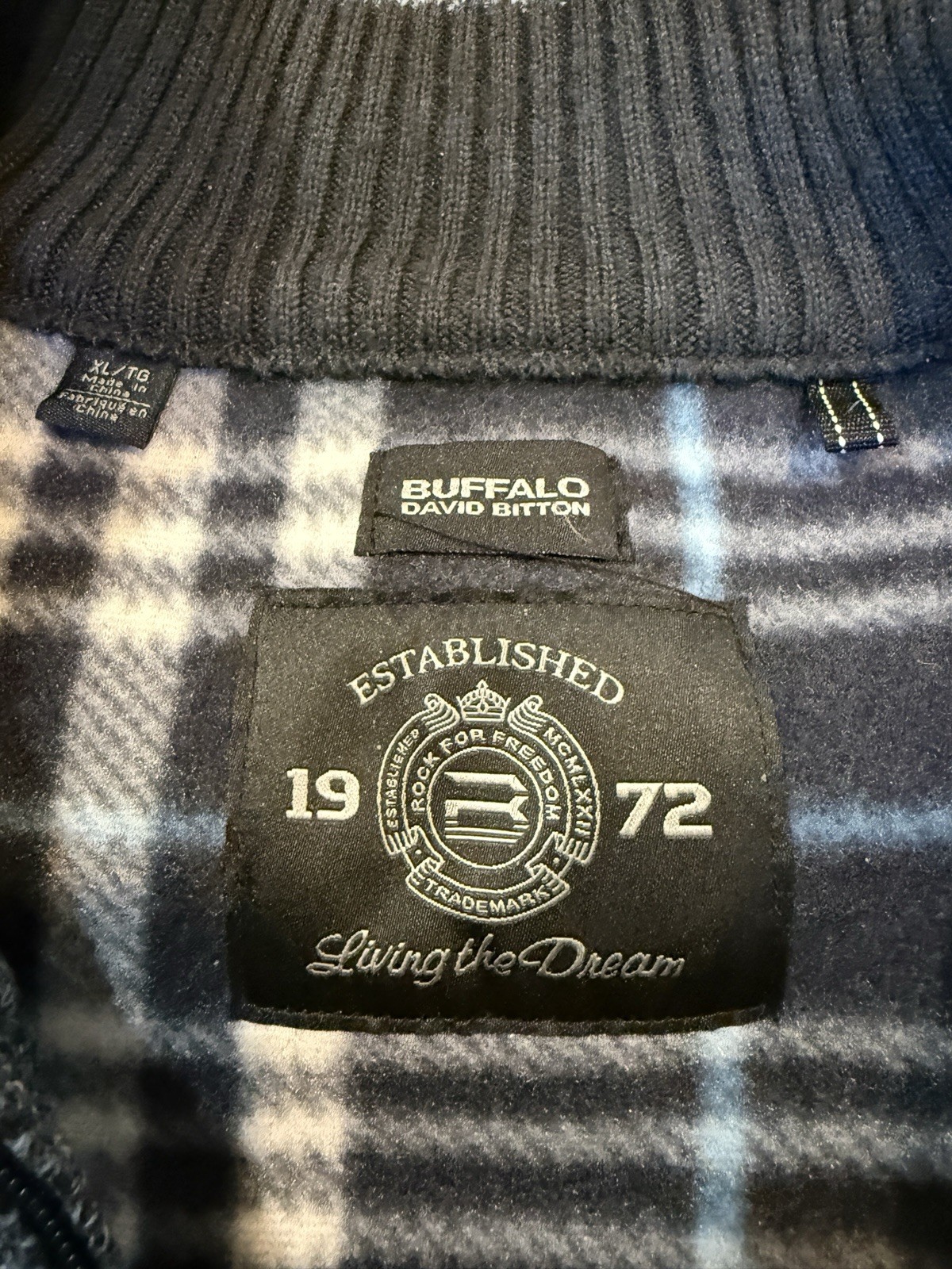 Buffalo David Bitton Men’s Full Zip Sweater Gray Black Mock Neck Size XL/TG