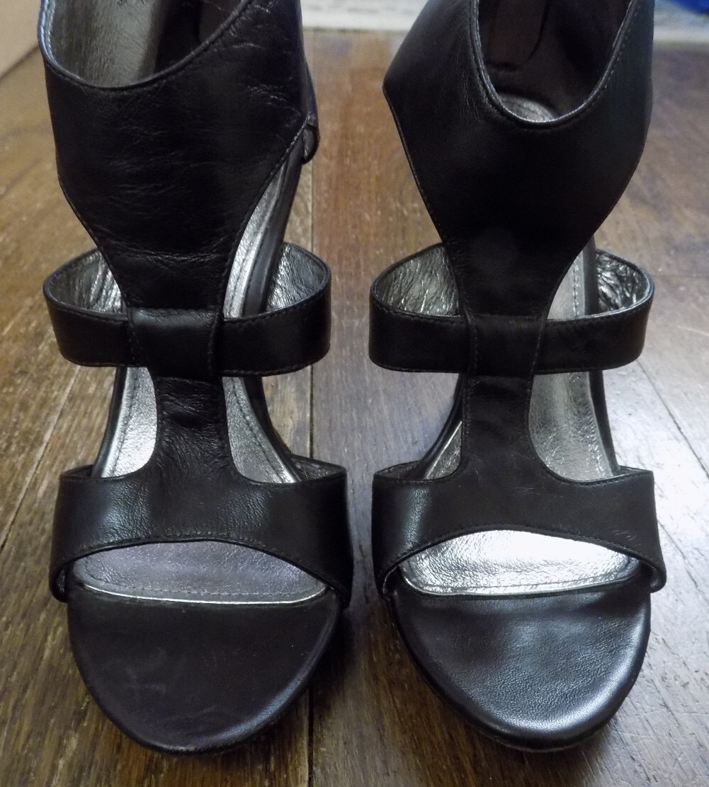 Designer Jessica Bennett back zip Platform Sandals Pumps Brown LEATHER SEXY sz 7