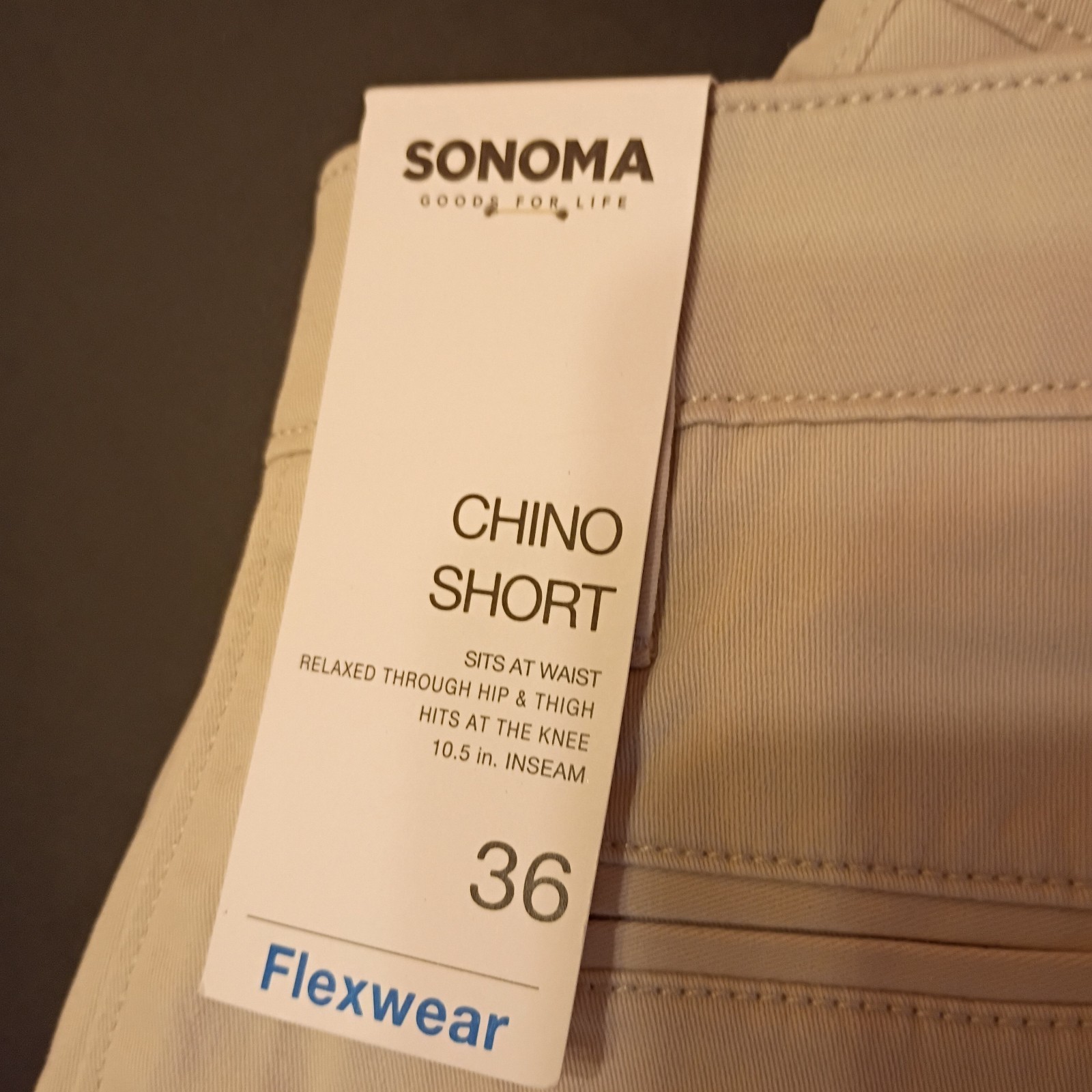 Sz 36 Mens Sonoma flexwear shorts Chino Khaki Knee Length $44