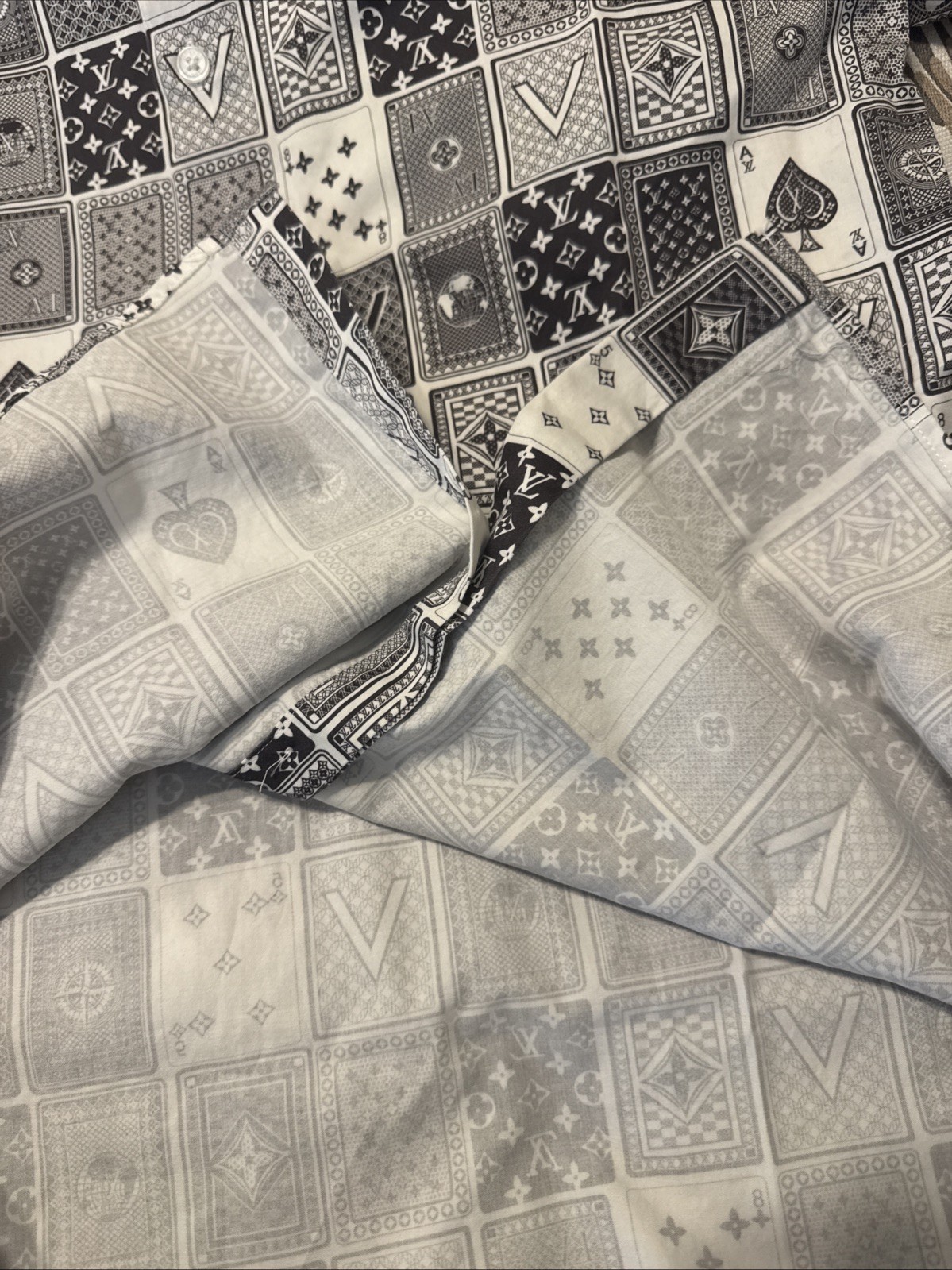 Louis Vuitton Playing Card Print Button Shirt Mens Large L Japan Rare Kim Jones