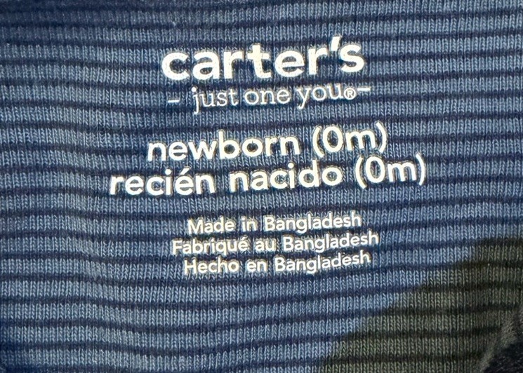 Carter’s Newborn Footed Zip Sleeper One Piece Blue Striped Knit Long Sleeve