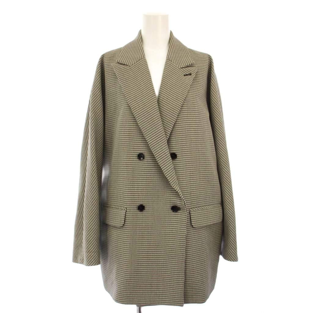 SHE Tokyo Gray Wool Blend Houndstooth Double Tailored Jacket F Size