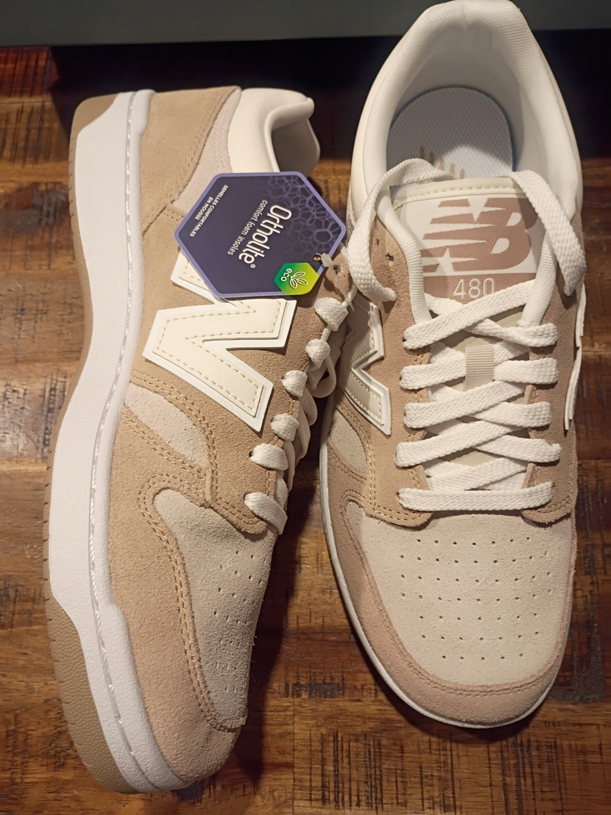 Mens New Balance 480 BB480LEA Brown Beige Suede Court / Casual Sneaker Sz 9.5