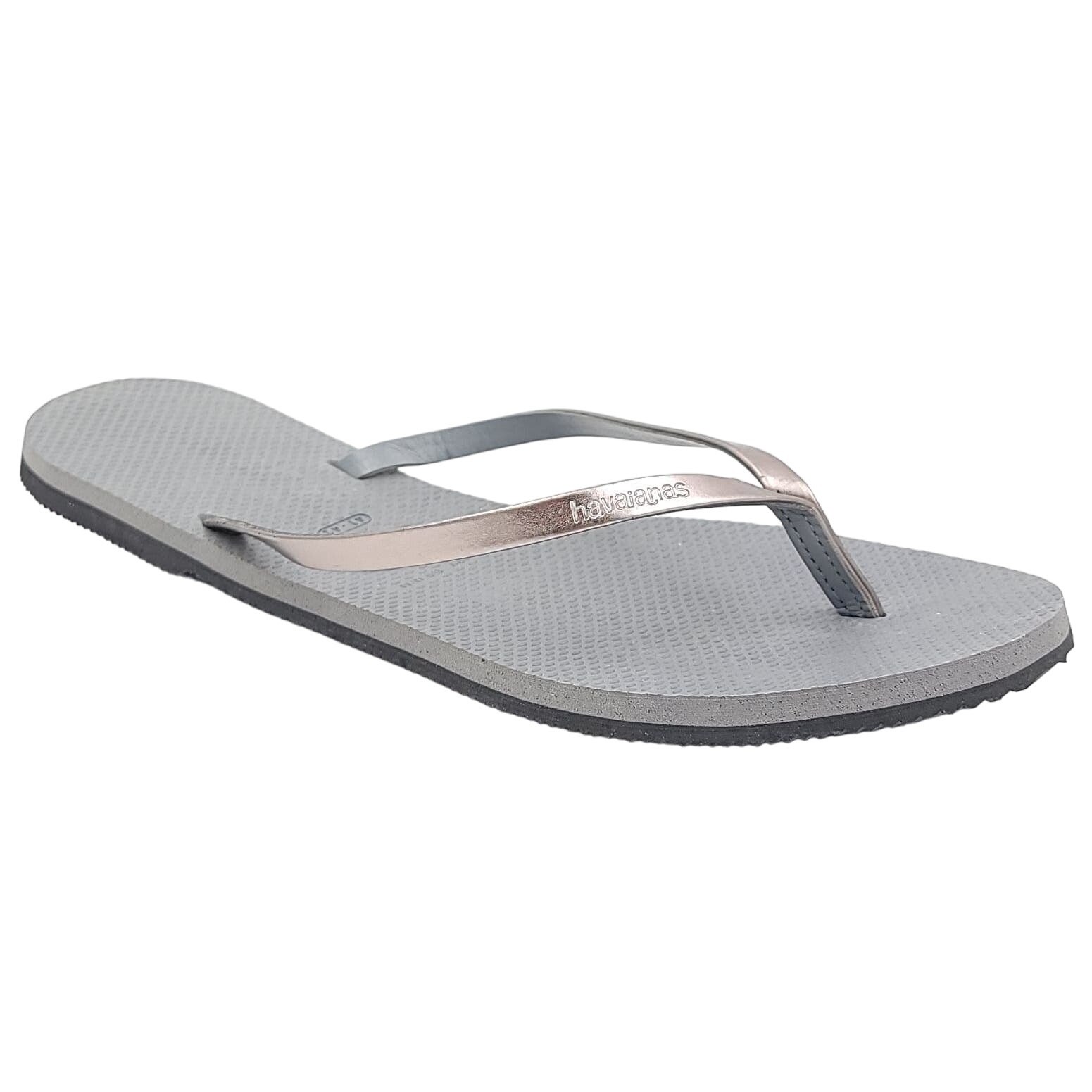 Havaianas Women You Metallic Thong Flip Flop Sandals US 11/12 Steel Gray