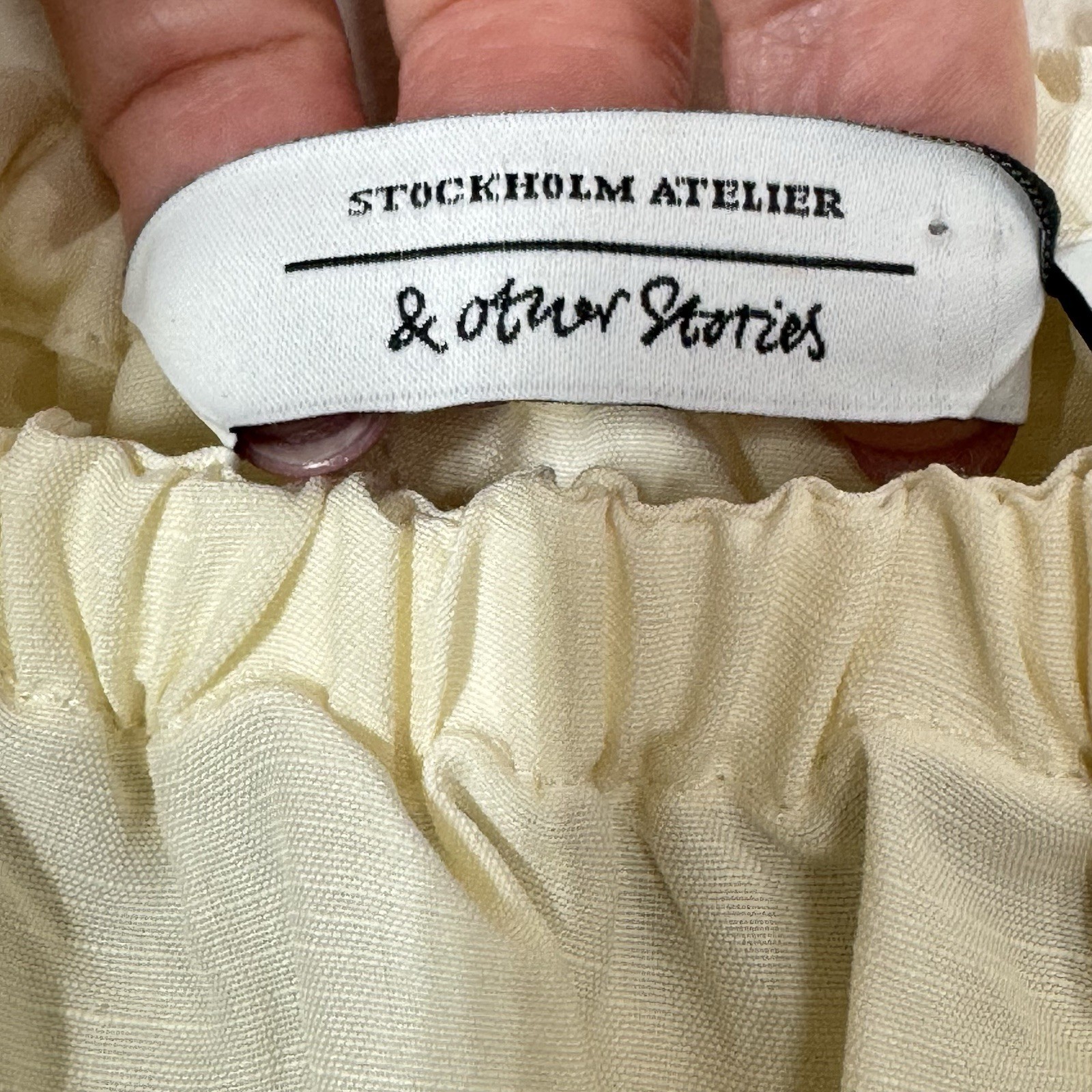 & Other Stories Voluminous Crop Top Ivory Cream Linen Balloon Sleeve Blouse A