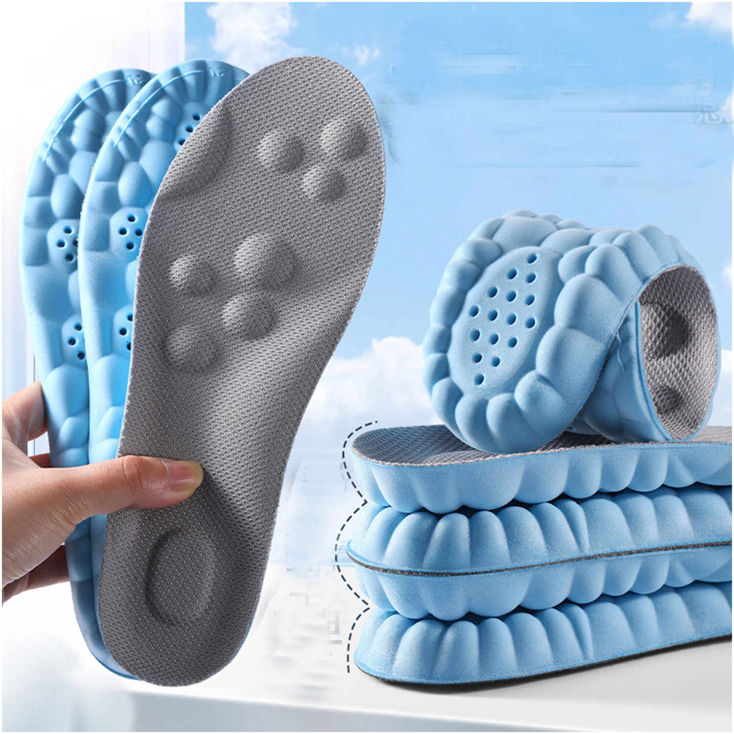 Feet Care Sport Insole 4D Insole Shoe Pads Orthopedic Insoles Breathable Soft US