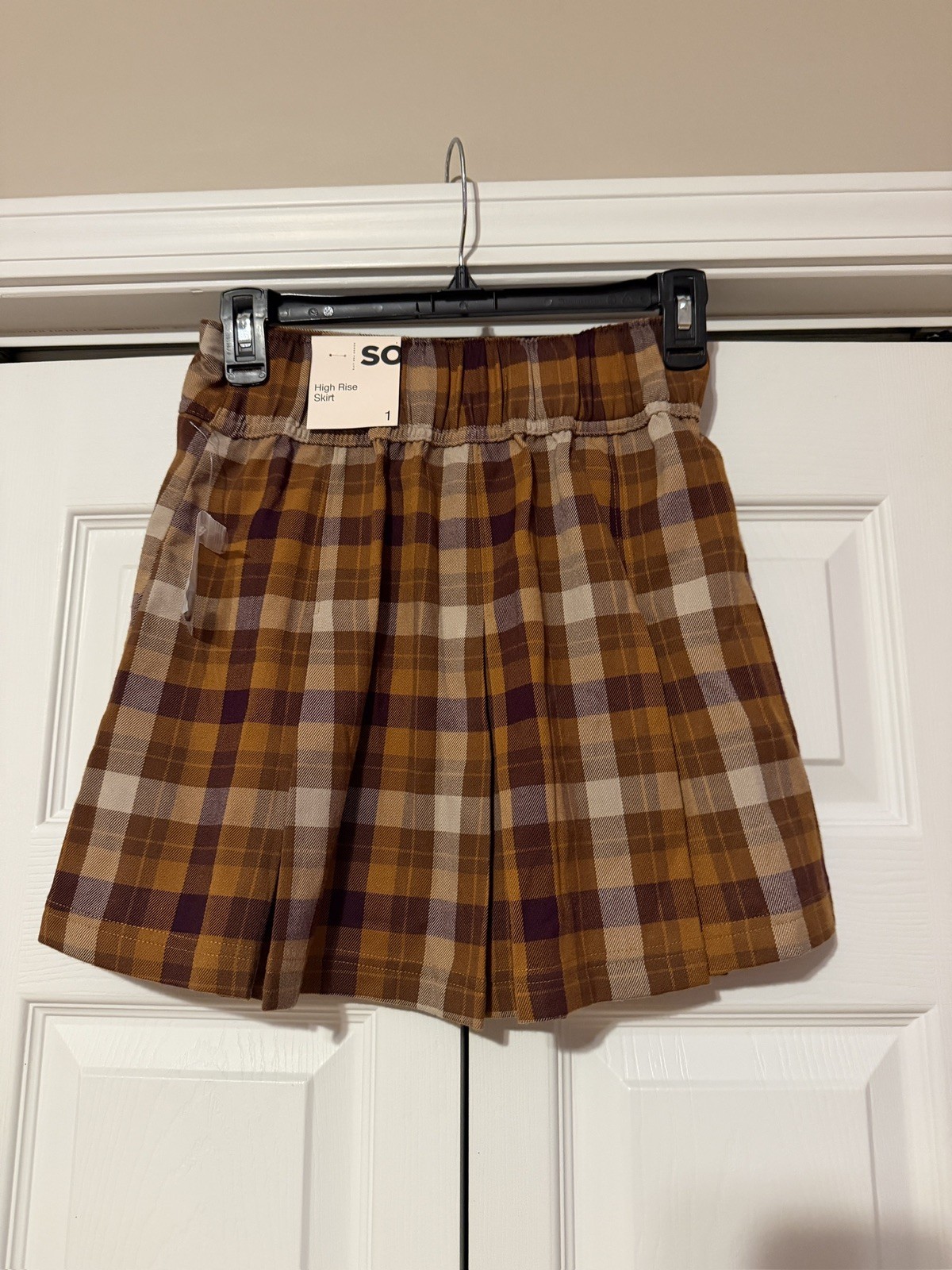 NWT So Plaid Button-Front Mini Skirt Fall Size 1 Junior New