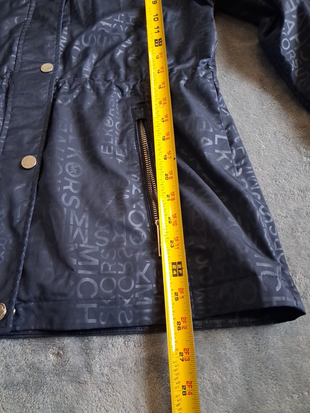 Michael Kors Womens Jacket Medium Blue Hooded Anorak Rain Coat Windbreaker