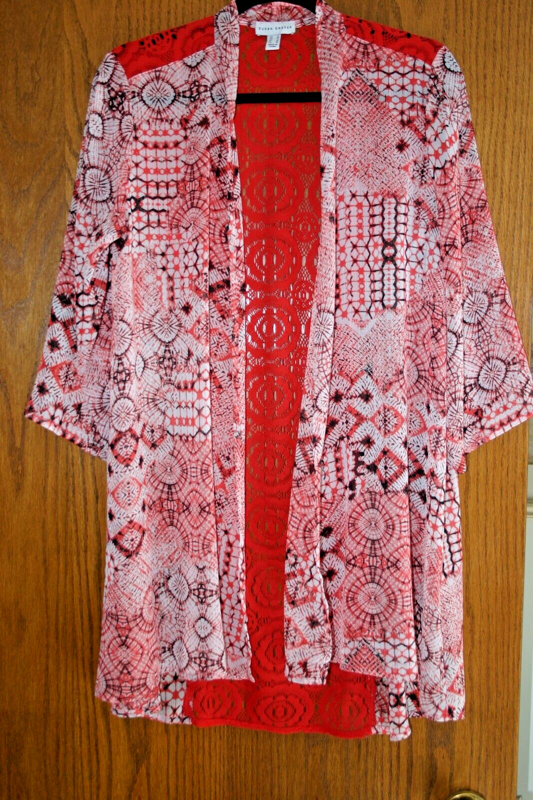 Susan Graver Sheer (Chiffon & Lace) Duster Sz S all seasons wear EUC