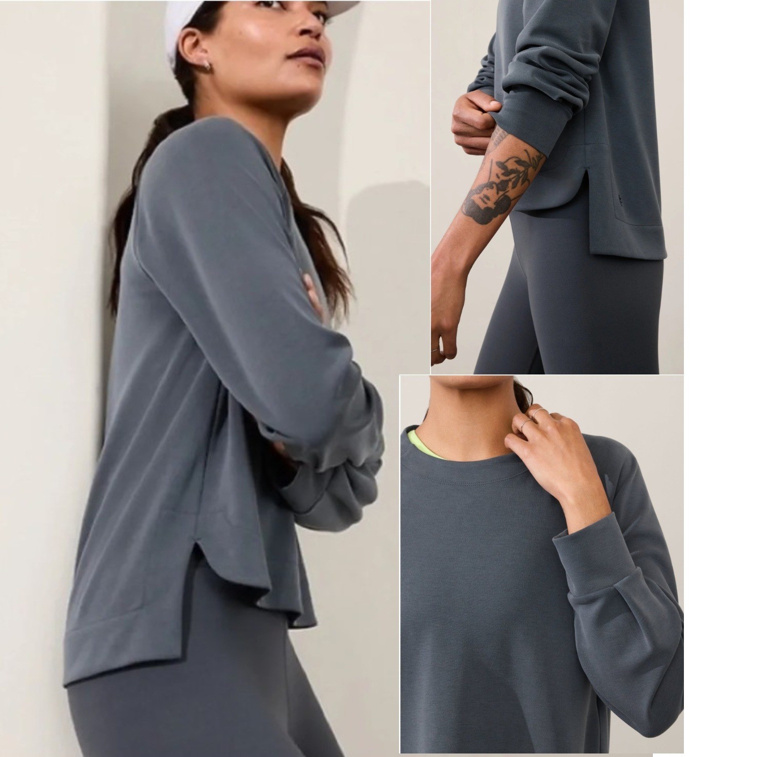 Athleta Seasoft Crewneck Sweatshirt Cosmos Grey Medium SP24 532401