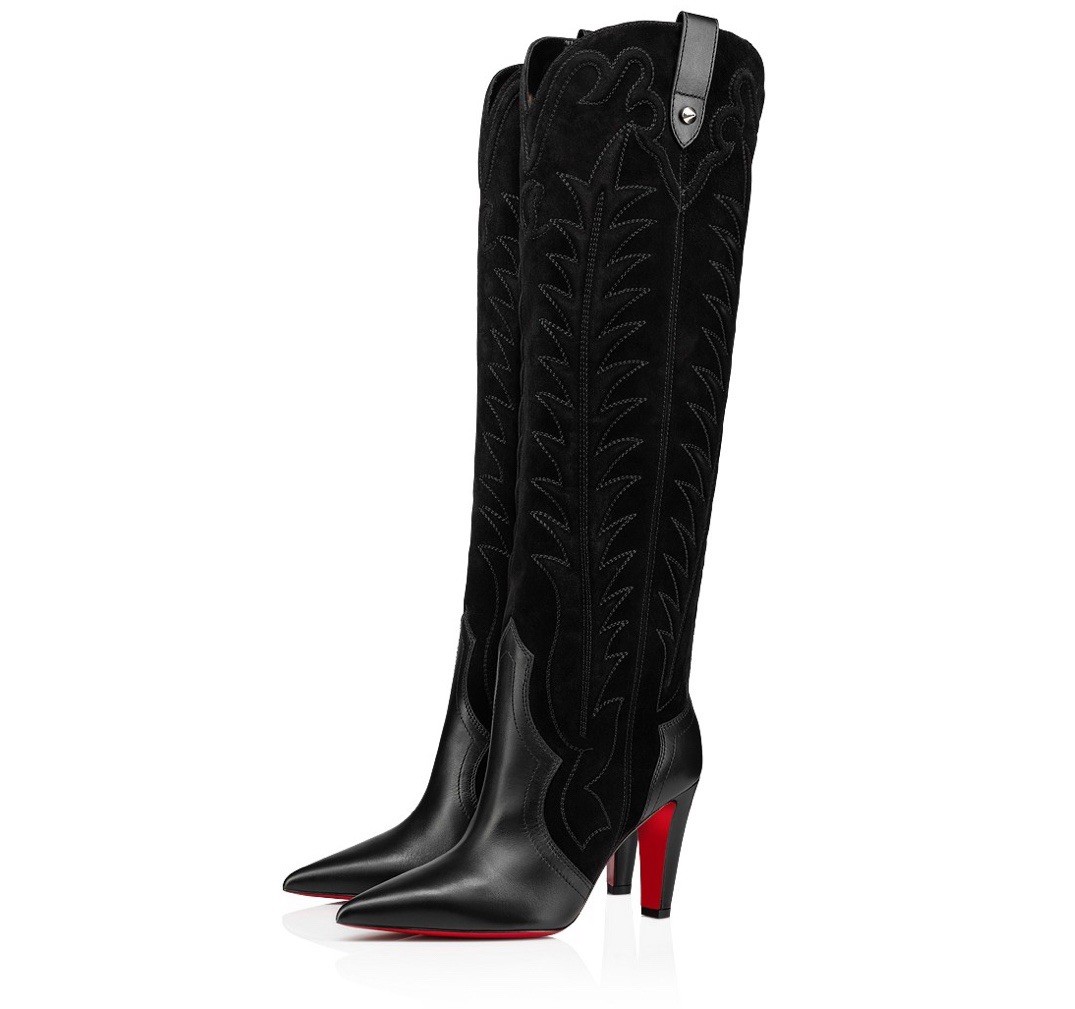 Christian Louboutin Santia Botta Black Knee High Red Sole Boots EU 39