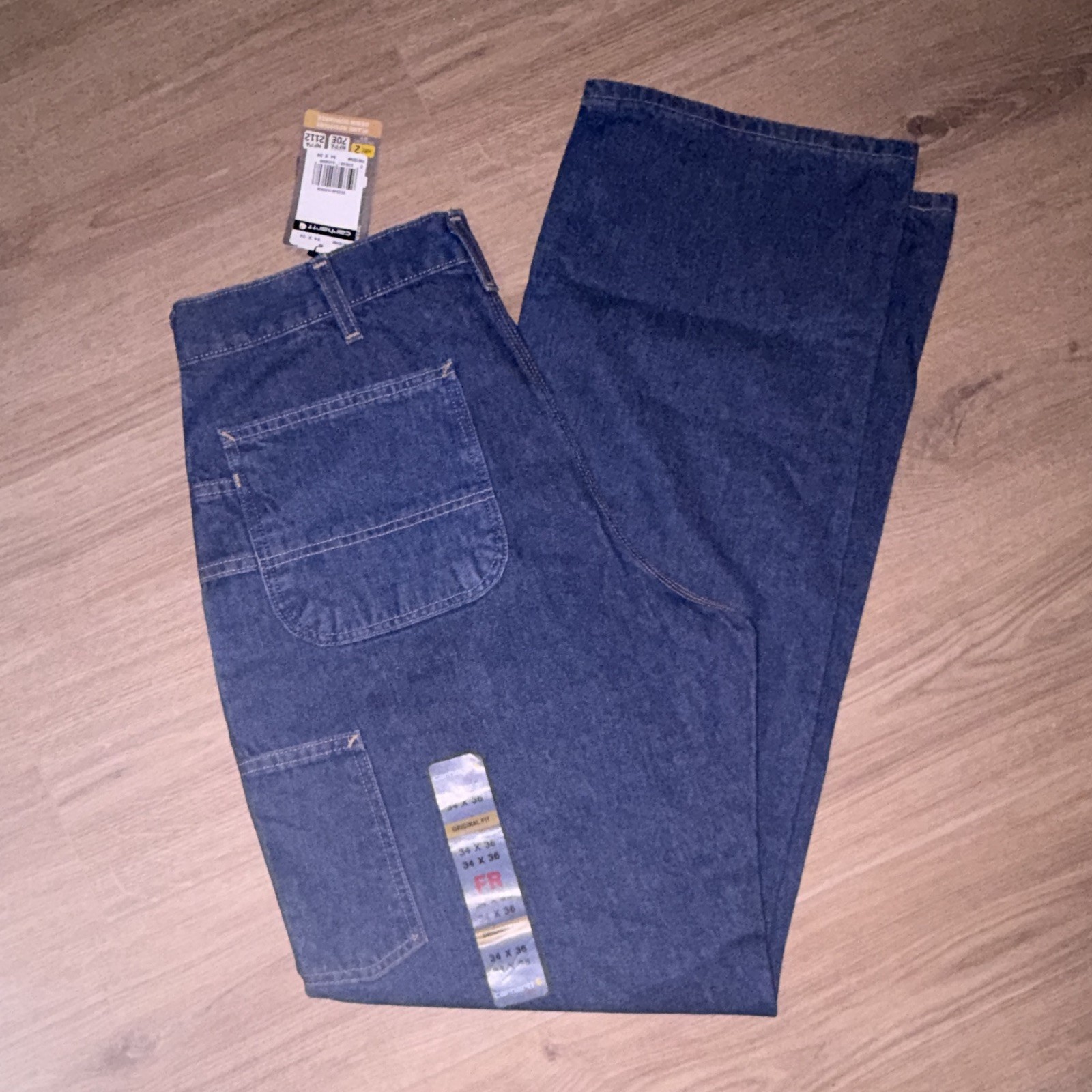 Carhartt FR Flame-Resistant Original Fit 34×36 Denim Dungaree Pants Blue