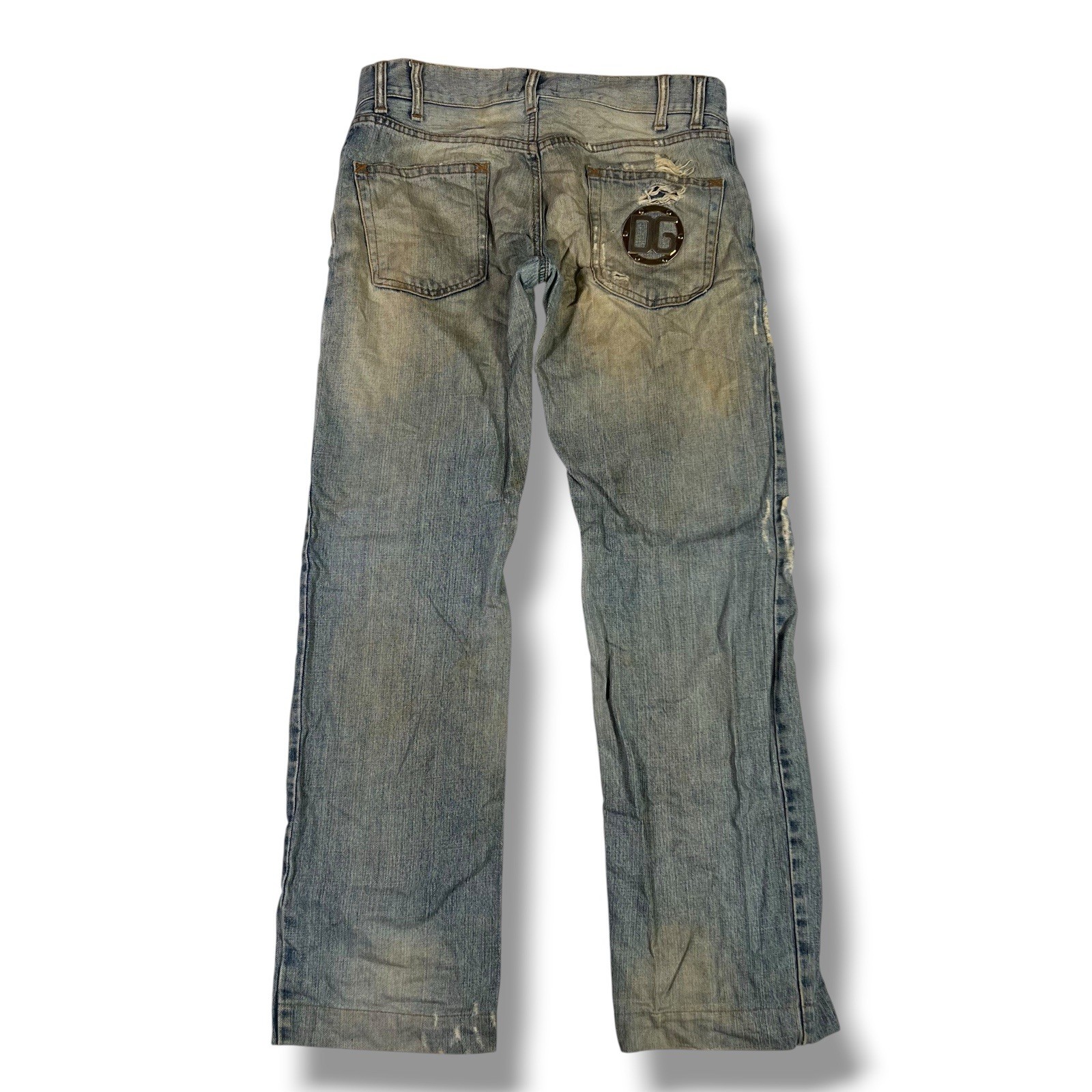 Y2K DOLCE & GABBANA 14 Classic Grunge Distressed Denim Jeans Metal Plate 46
