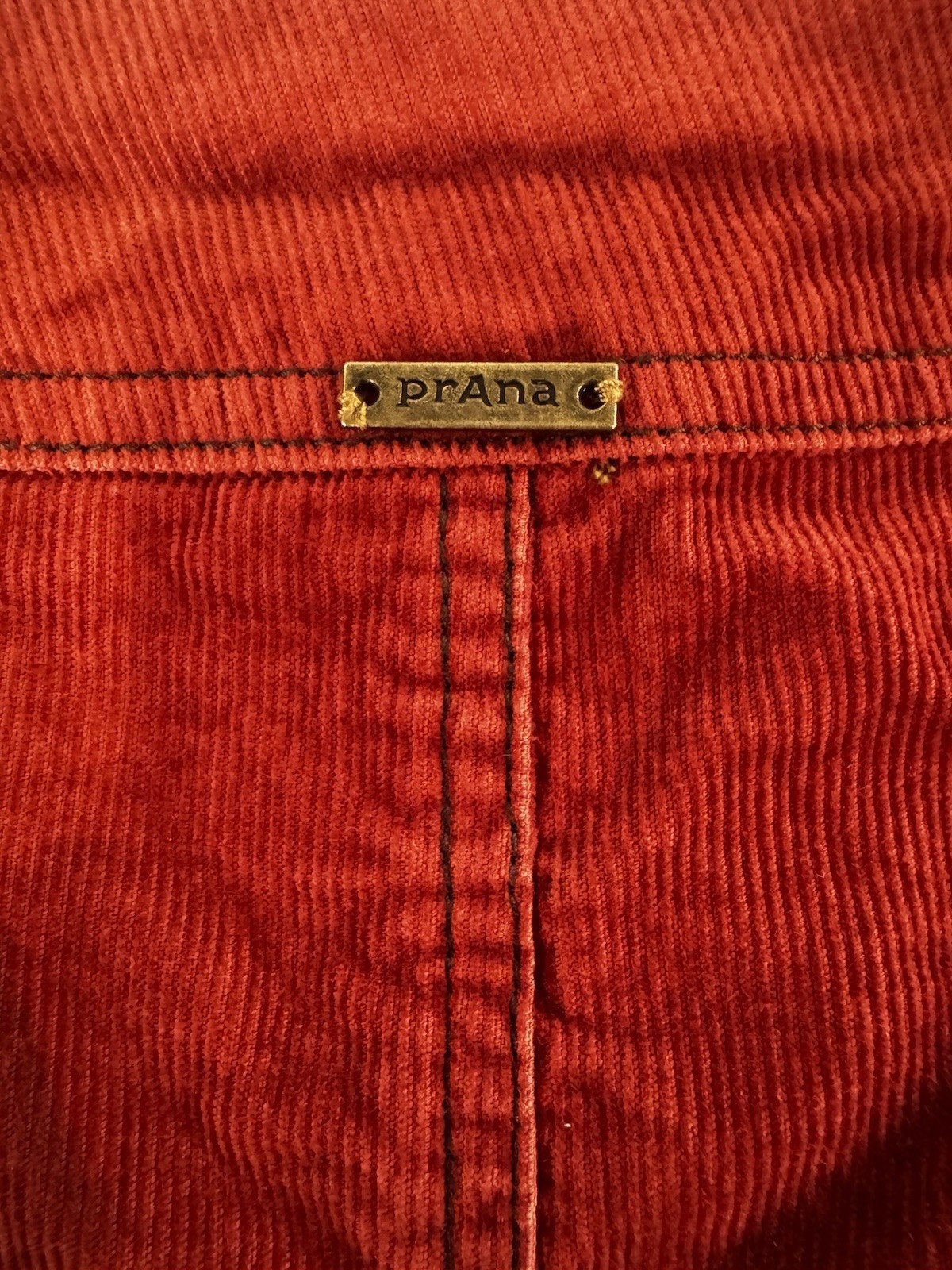 prAna Women’s burnt orange Corduroy Mini Skirt Size 8 Pockets Zip Closure