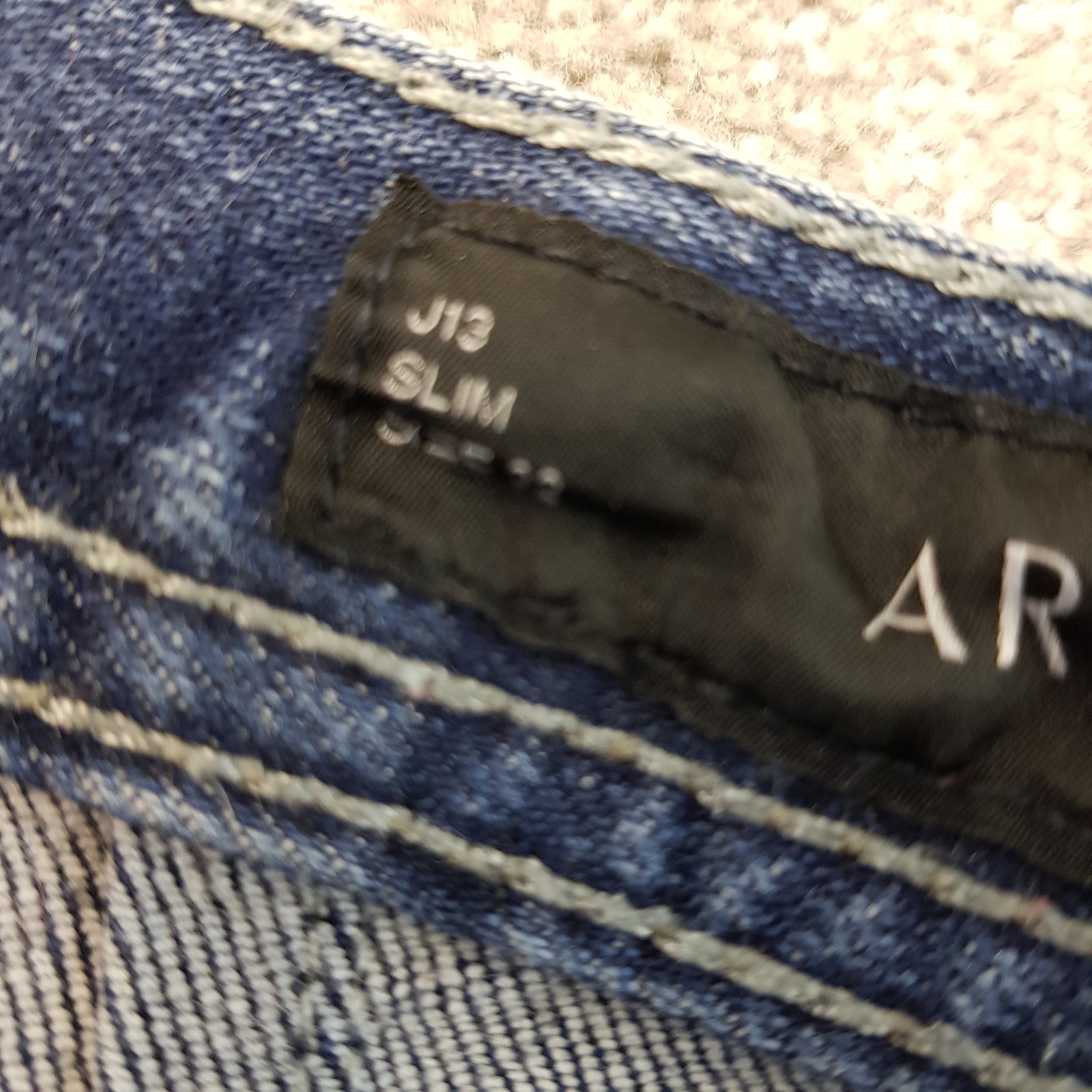 Armani Exchange Mens Jeans 32×31 Blue J13 Slim Stone Wash Denim Zip Fly W32 L31