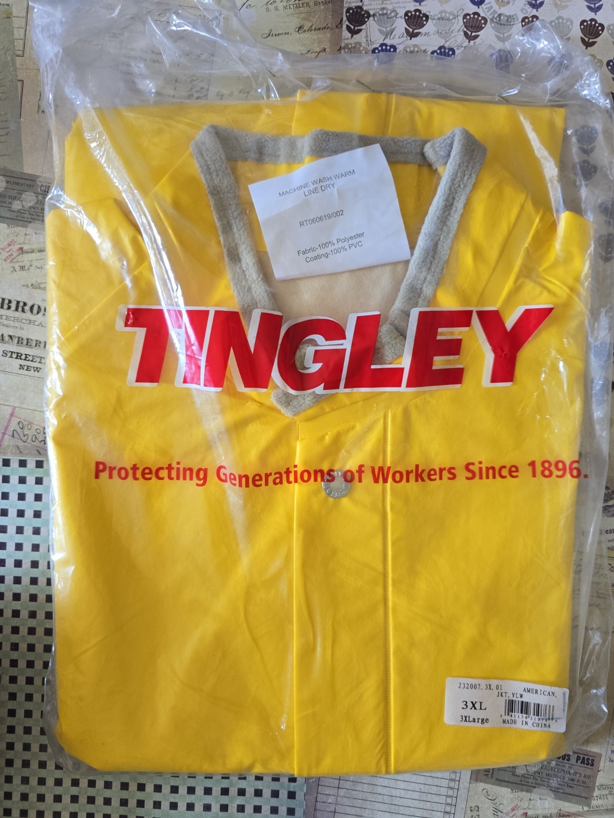 TINGLEY Yellow Work Rain Jacket 3XL New