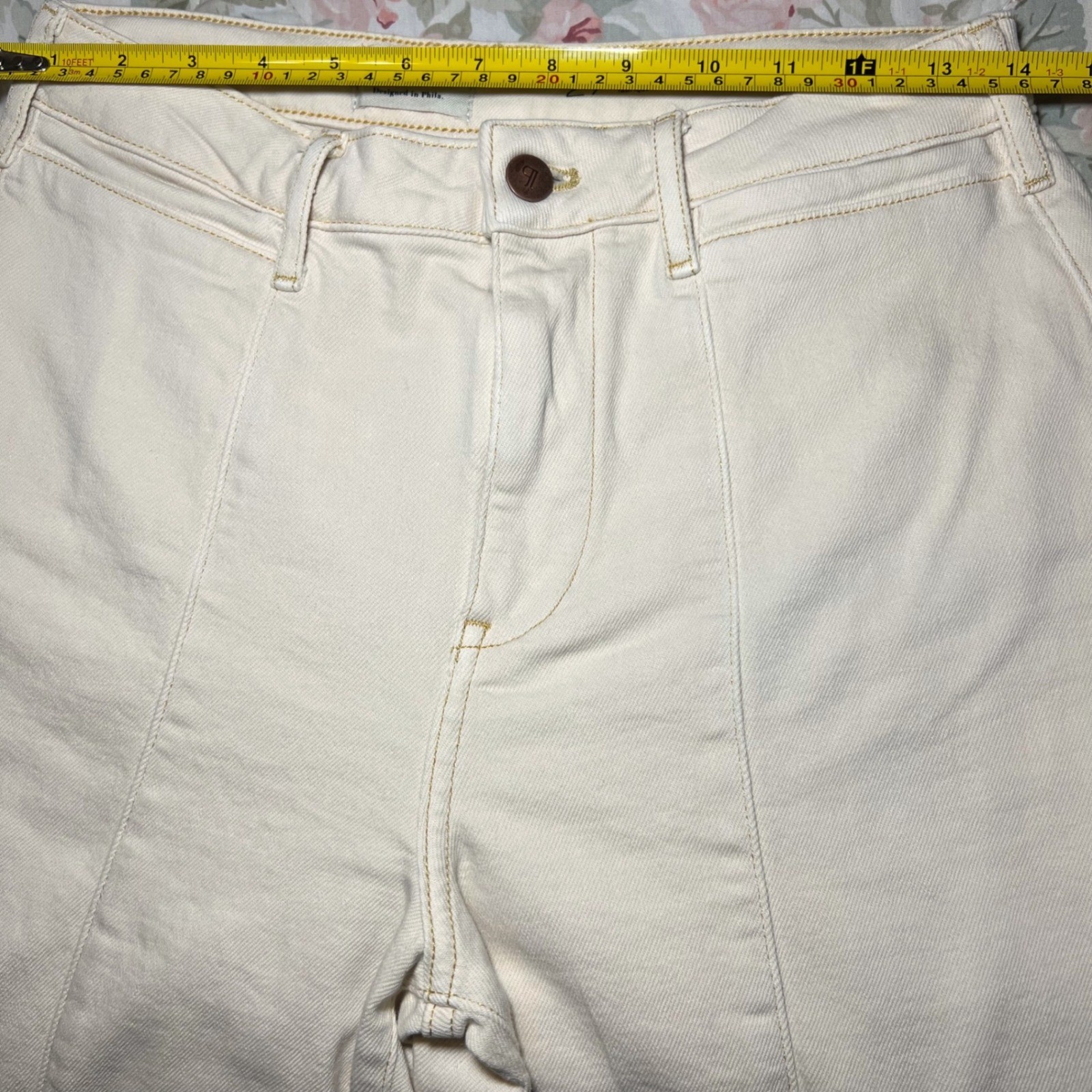 Anthropologie Pilcro Cuffed Crop High-Rise Wide-Leg Cream Color Size 27