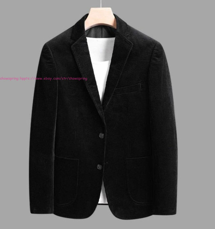 Men Vintage Casual Work Wear Corduroy Suit Fall Winter Blazer Jacket Sport Coats