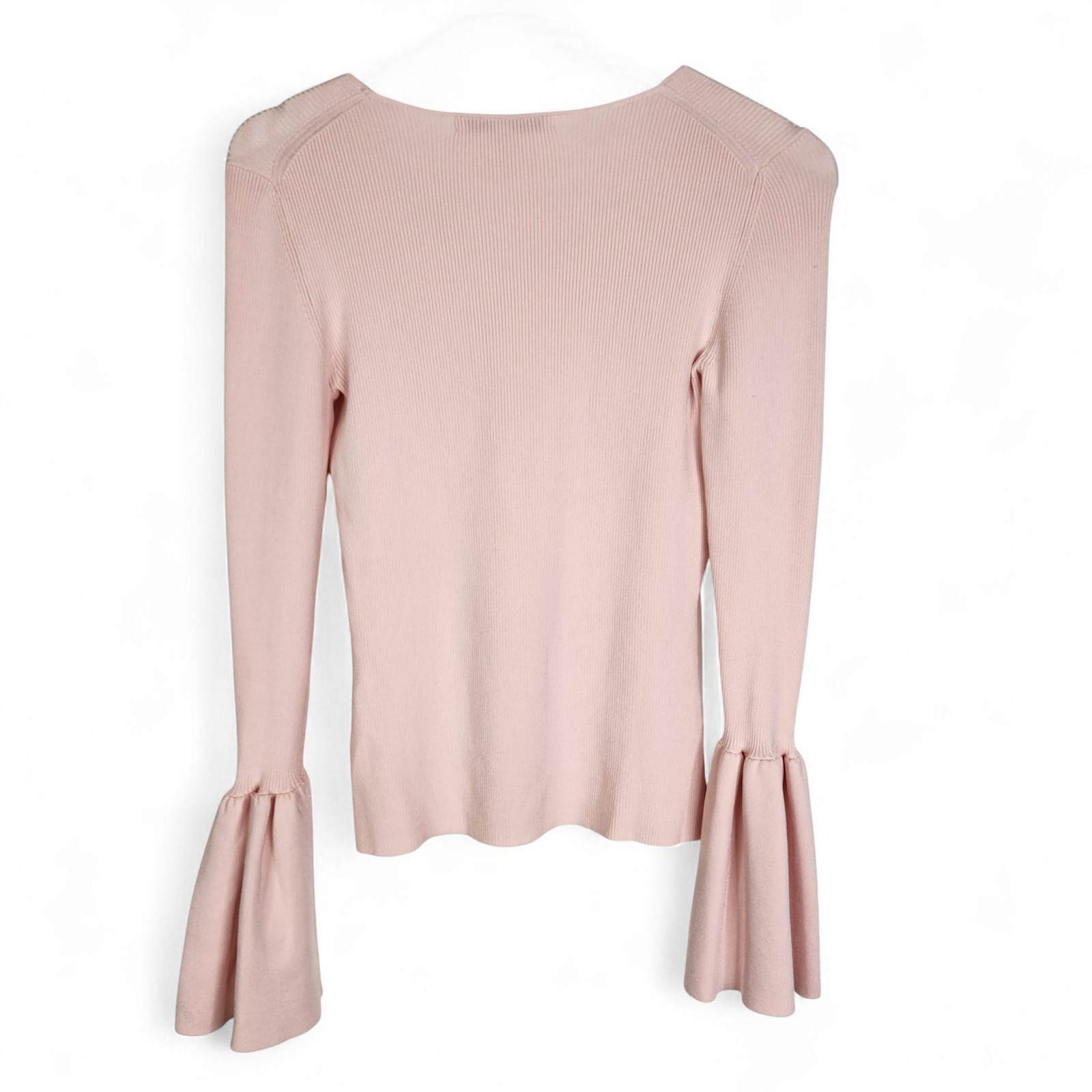 ELIZABETH AND JAMES Sweater Womens Small Pink Willow Ribbed Bell Sleeve Pullover