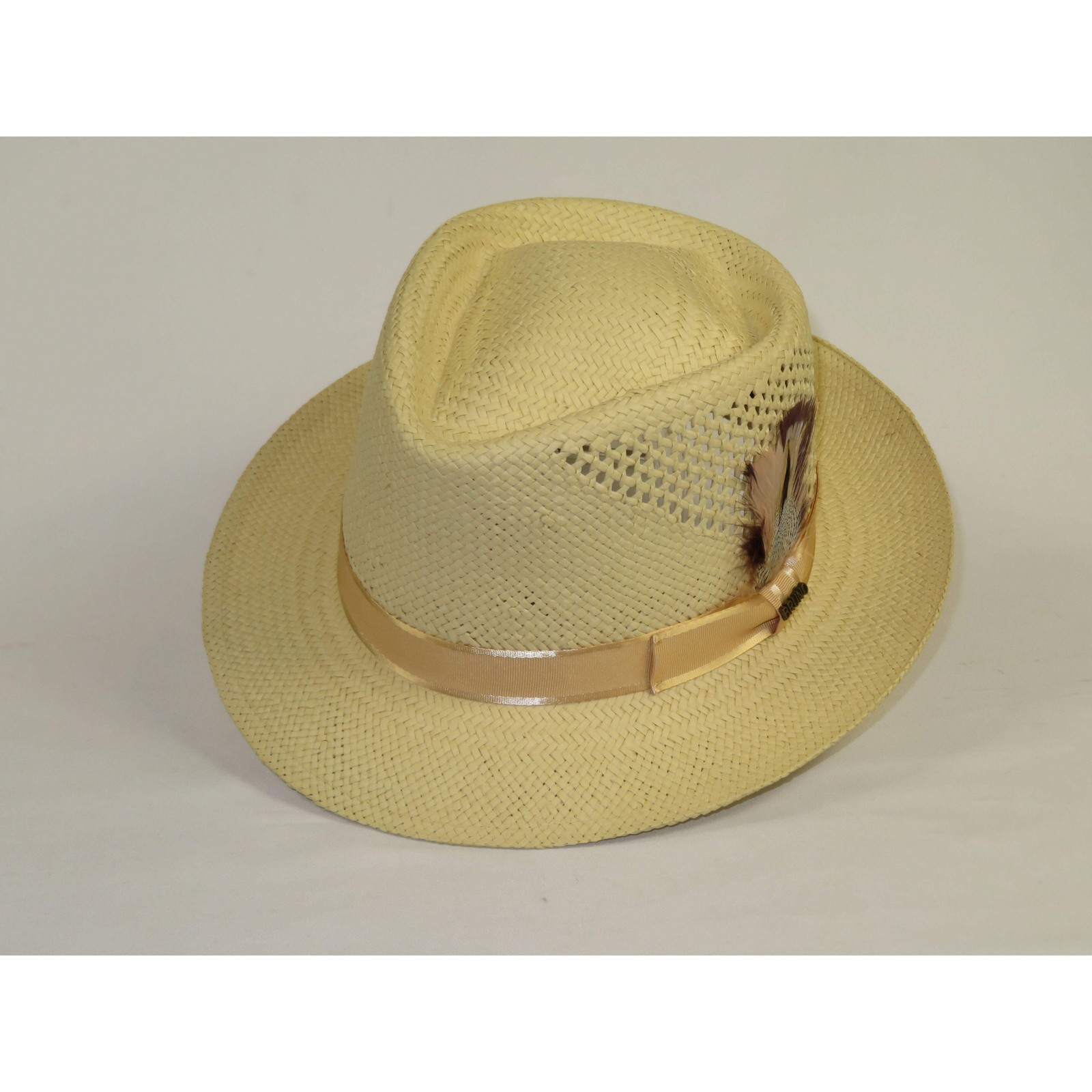 Men’s Bruno Capelo Genuine Straw Hat Fedora Geneva Panama GA627 Natural