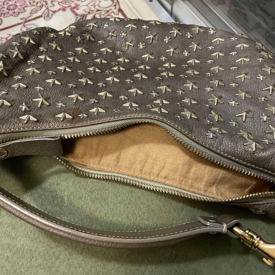 Jimmy Choo Star Studded Silver Gray Leather Bag Rare Japan Not Available