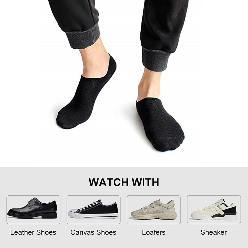 3-12 Pairs Men’s Nonslip No Show Invisible Solid Boat Cotton Low Cut Socks 9-13