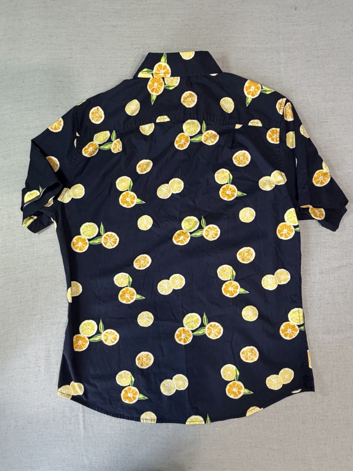 Goodfellow & Co Slim Blue Fruit Print Button-Down Shirt Pockets M S/S 00238-7