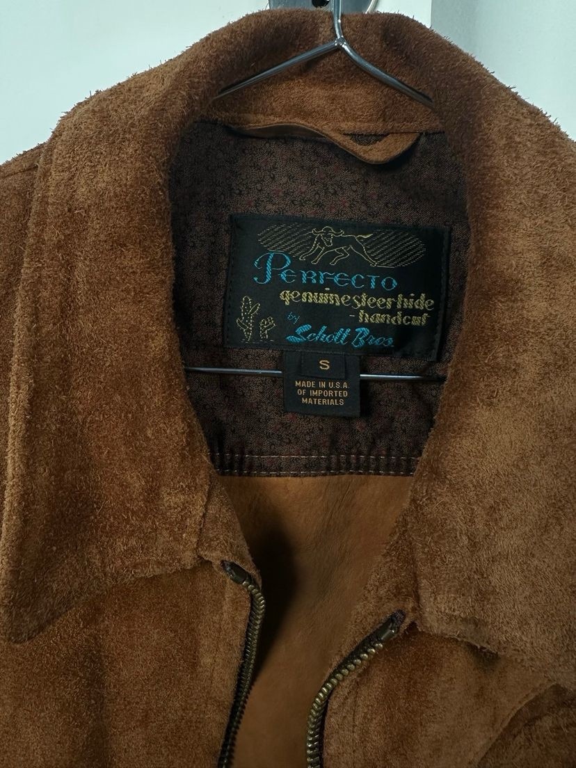 Schott 375 Perfecto Size S Men’s Unlined Roughout Suede Trucker Jacket