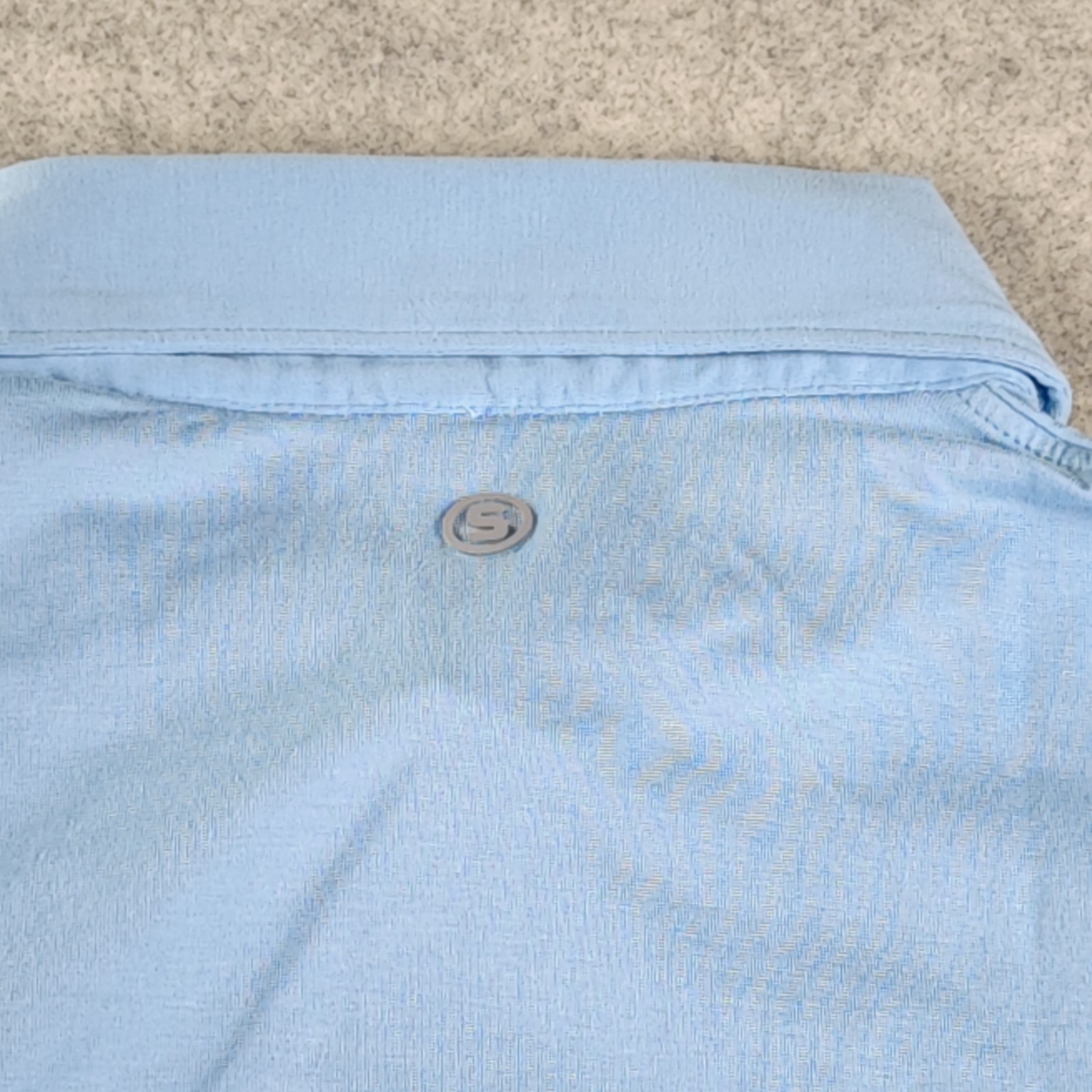 Stitch Polo Medium Blue Solid Cotton Stretch 2022 QM Cup Ireland Logo