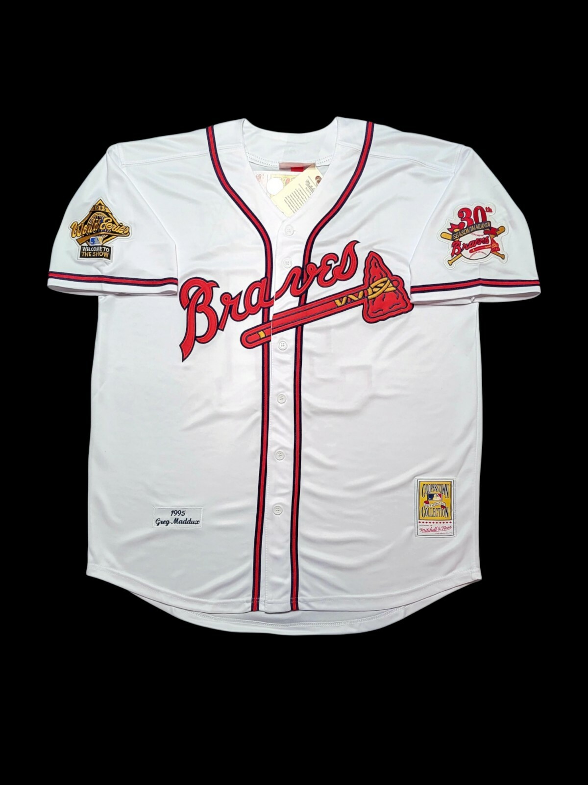 Greg Maddux Atlanta Braves 1995 Men’s Home White World Series Baseball Jersey