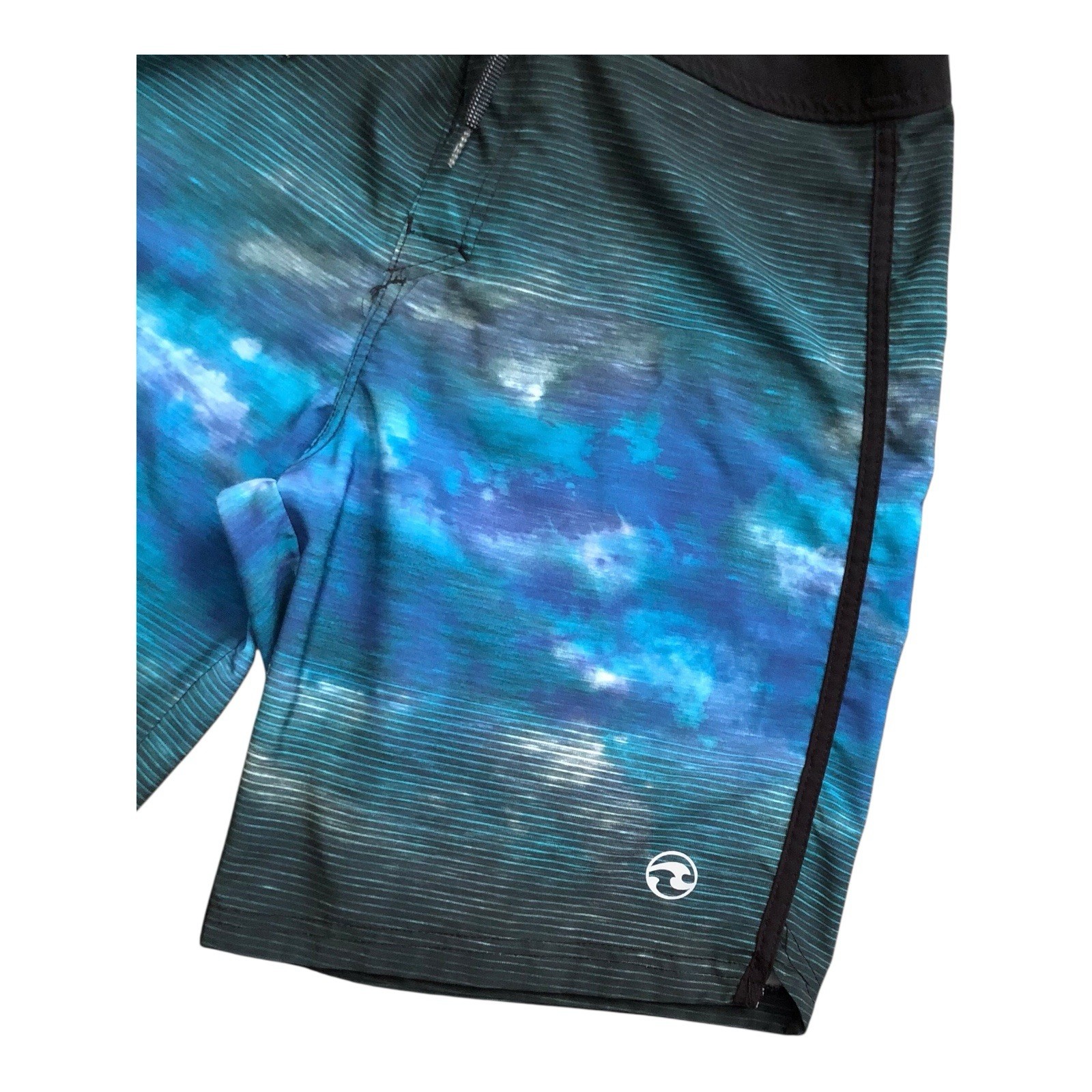 Ocean Current Board Shorts Mens 34 Blue Black Surf Swim Beach Pocket Drawstring