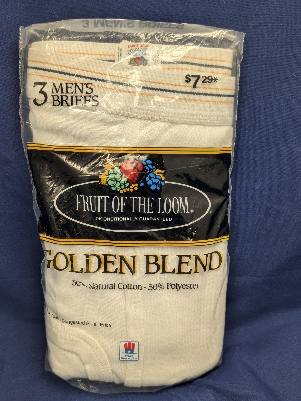 Vtg 3 Pack Fruit of the Loom Briefs 36-38 Large Mens White New In Package 1985