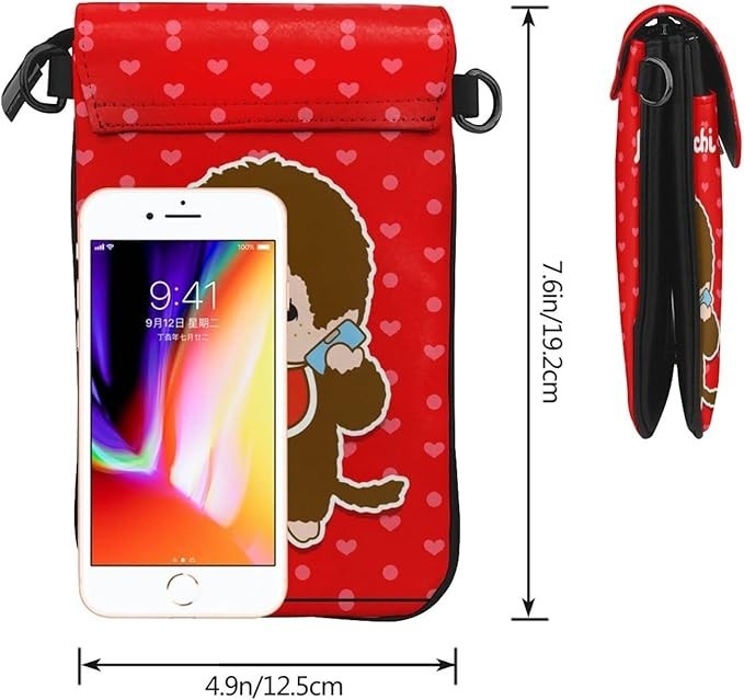Monchhichi smartphone pouch shoulder bag, crossbody bag, 19cm*12.5cm*4cm