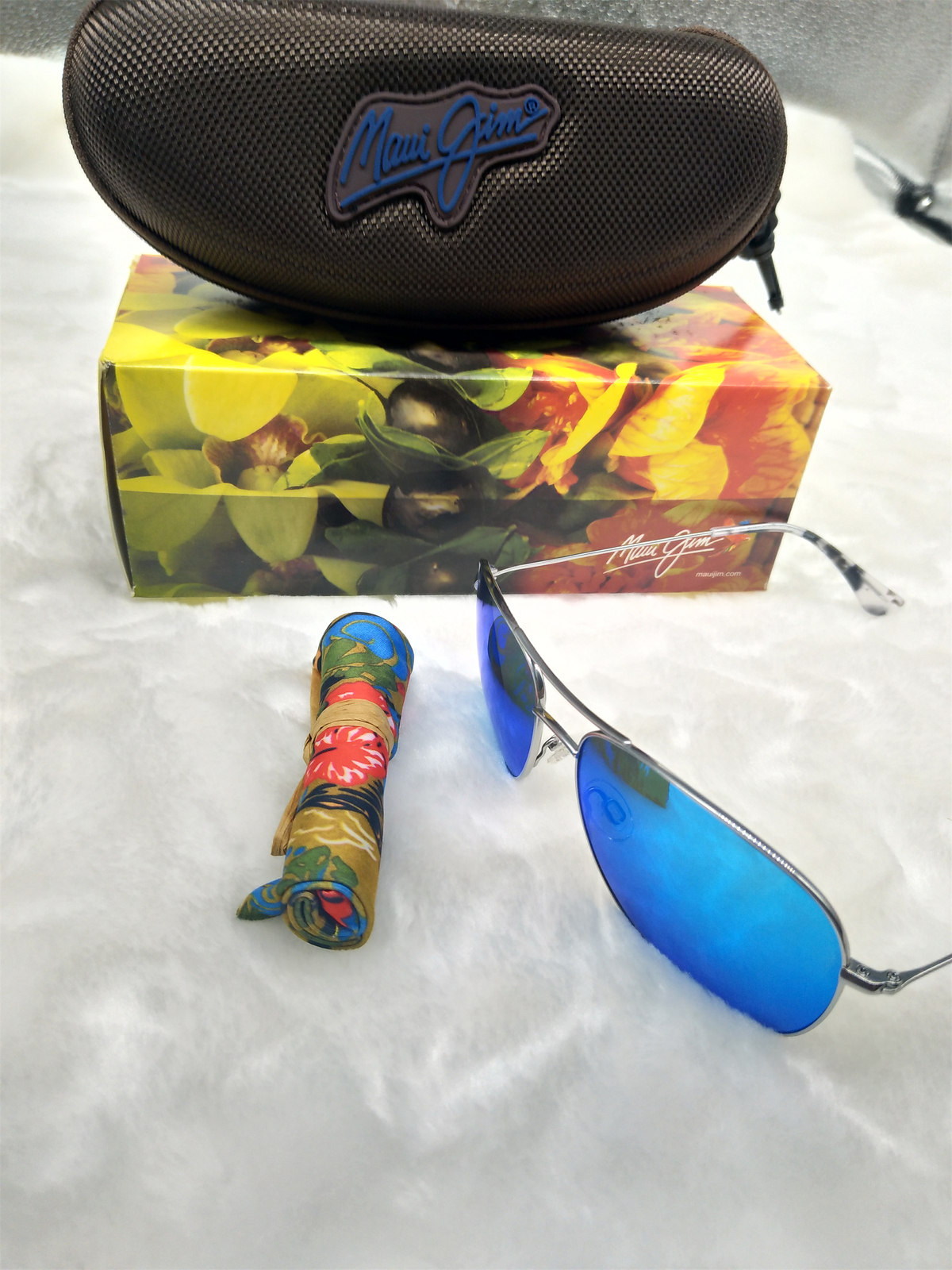 NIB MAUI JIM Sunglasses Cliff House B247-17 Silver Blue Hawaii Lens Polarized