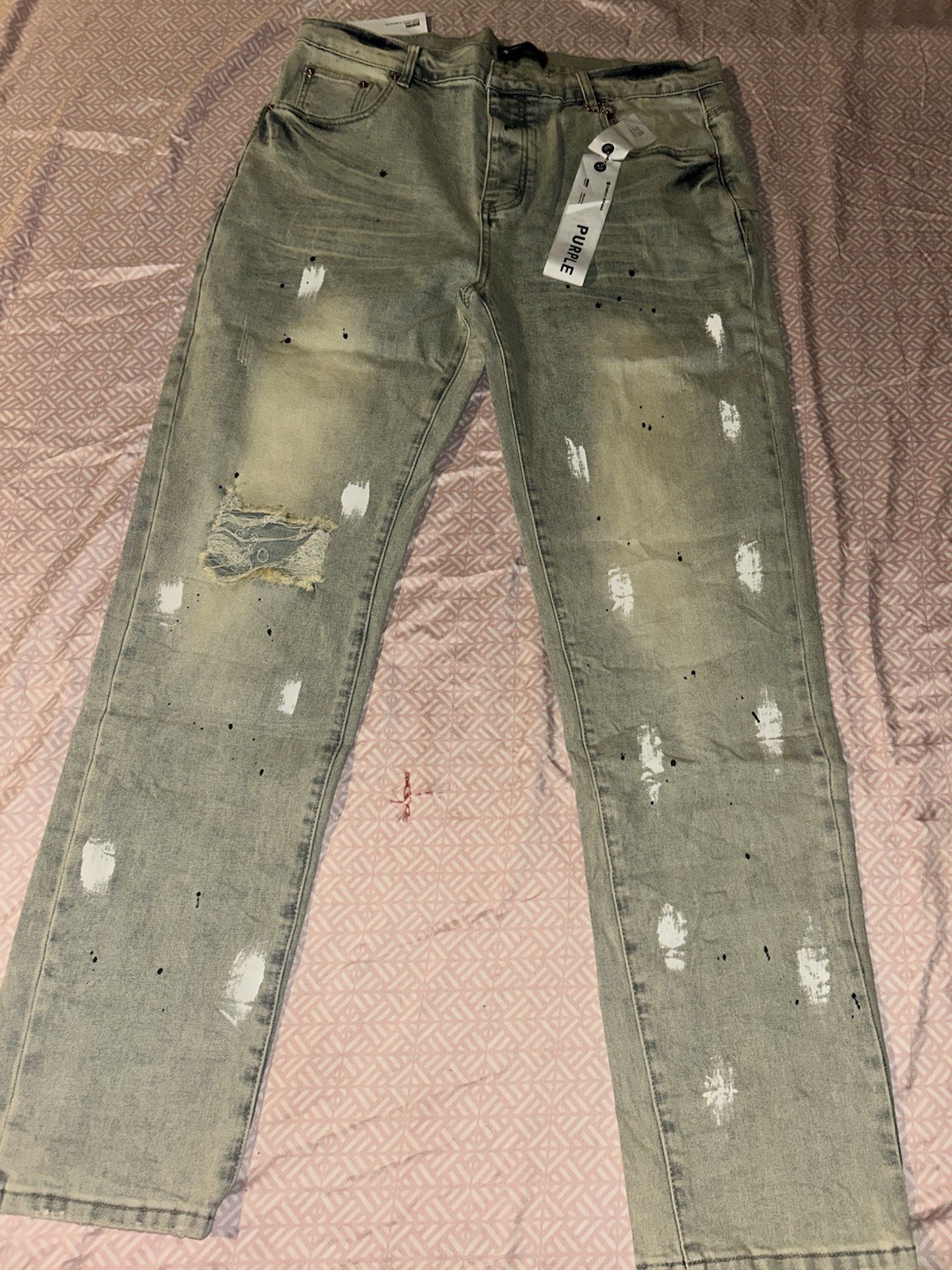 Purple Brand Men’s Paint Splatter Gray Jeans Size 38
