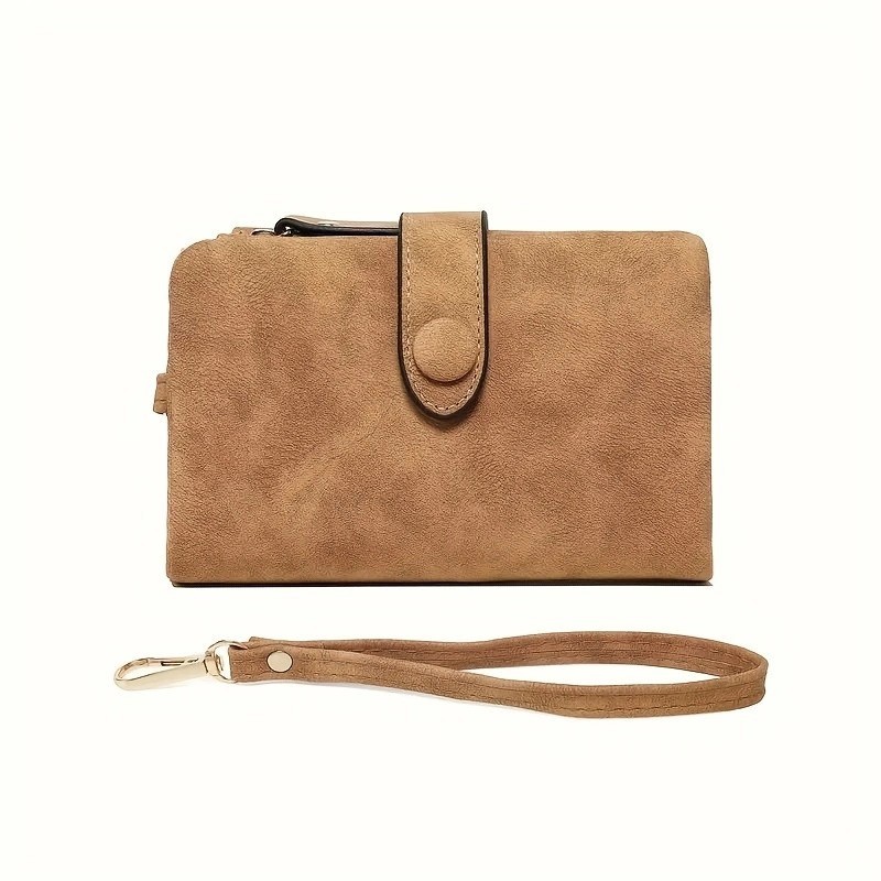 Matte Genuine Leather Wallet Women’s Wallet Trifold RFID Blocking Wristlet
