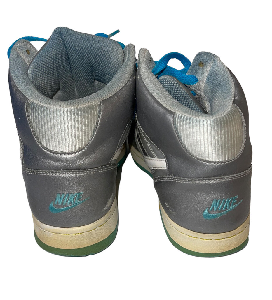 Nike Womens Air Prestige ll High 334480-015 Metallic Silver Blue Shoes Sz 9 FLAW