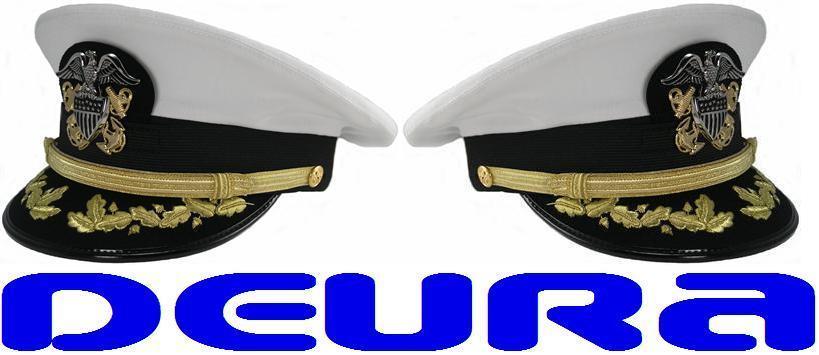 US NAVY COMMANDER ADMIRAL RANK WHITE HAT CAP R N COMMANDERS