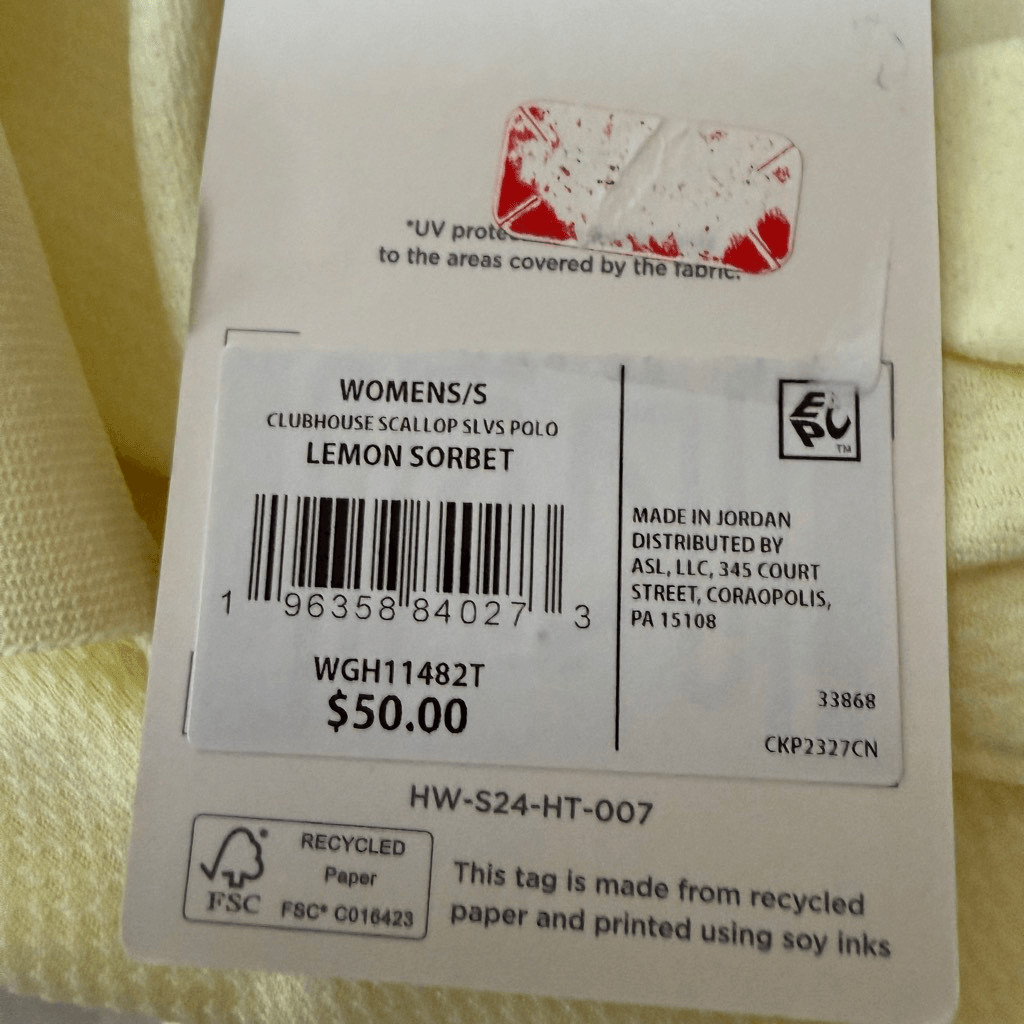 Walter Hagen Lemon Sorbet Yellow Clubhouse Scallop Golf Polo T Shirt size S NWT