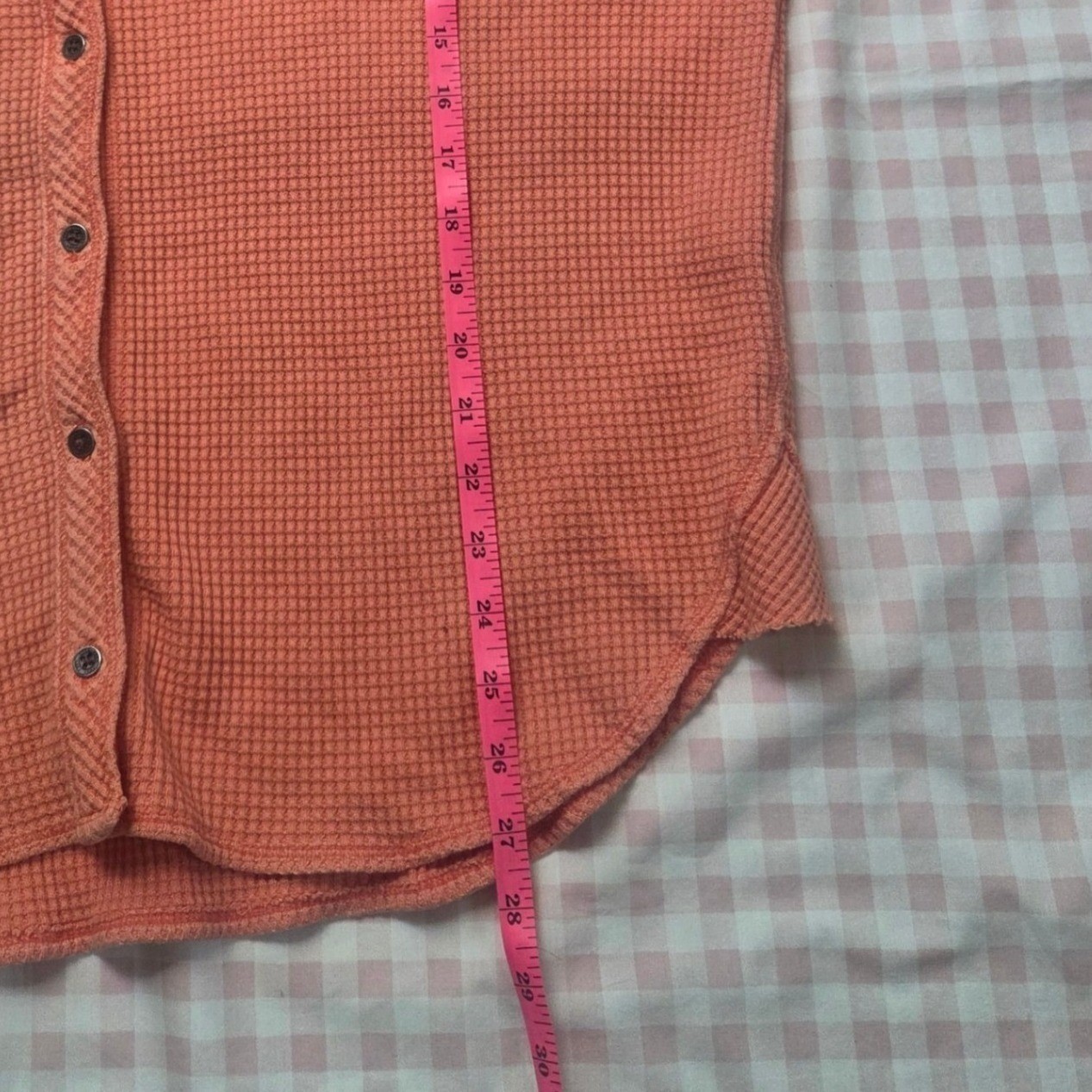 Aerie Lumber Jane Waffle Knit Oversized Button Down Shirt Shacket Coral Rust XS