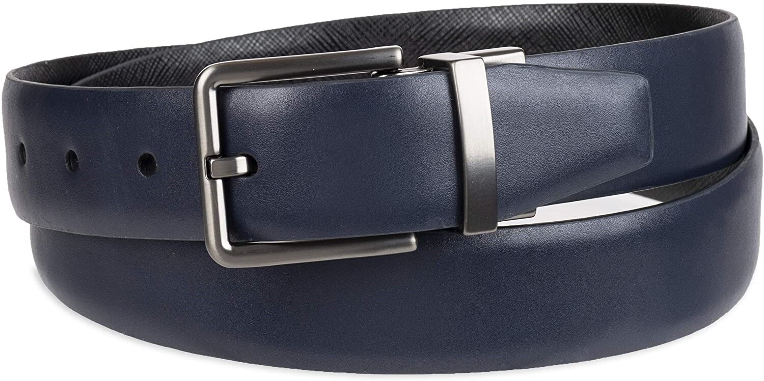 Calvin Klein Men’s 32mm Reversible Dress Belt Blue/Black Size XL(42-44)