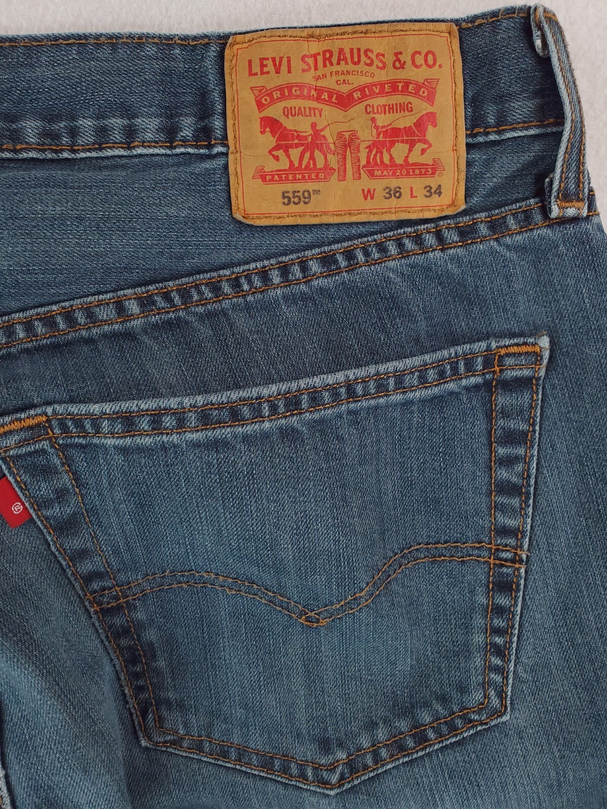 Levis 559 Jeans Mens 36×34 Blue Relaxed Straight Medium Wash Work Pants
