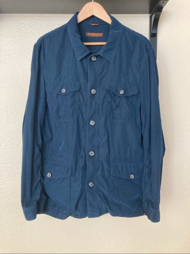 Waterville Italy Men Field Jacket Size IT 52 US 42 XL Teal Blue Safari Overshirt