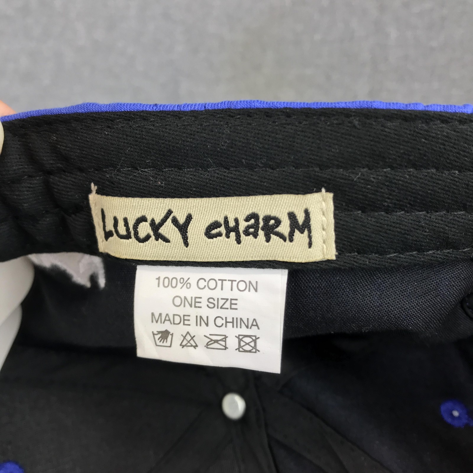 BKYS Lucky Charm Hat Cap Strap Back One Size Blue Mens Bunny Logo Baseball