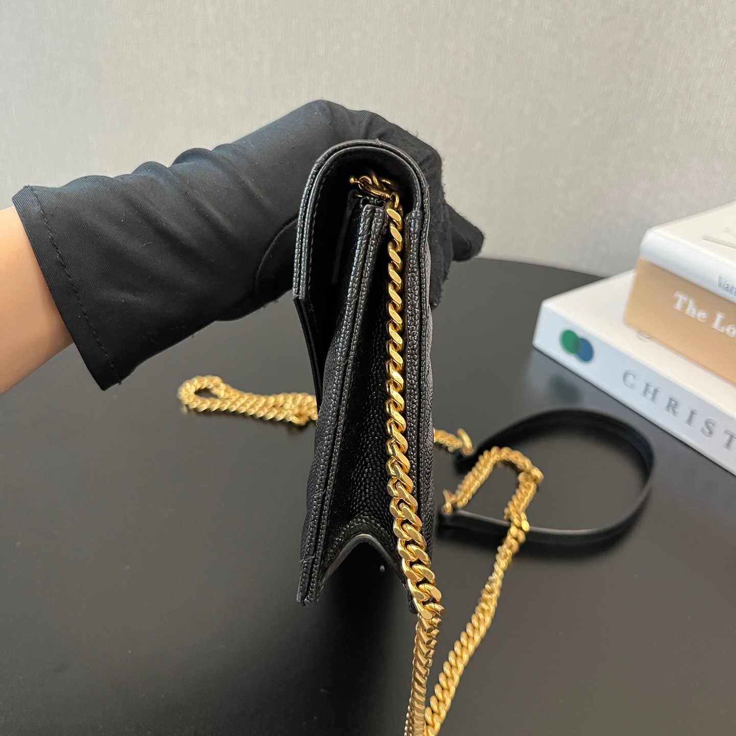 YSL Monogram Envelope WOC Small Black Caviar Calfskin Crossbody US Ship