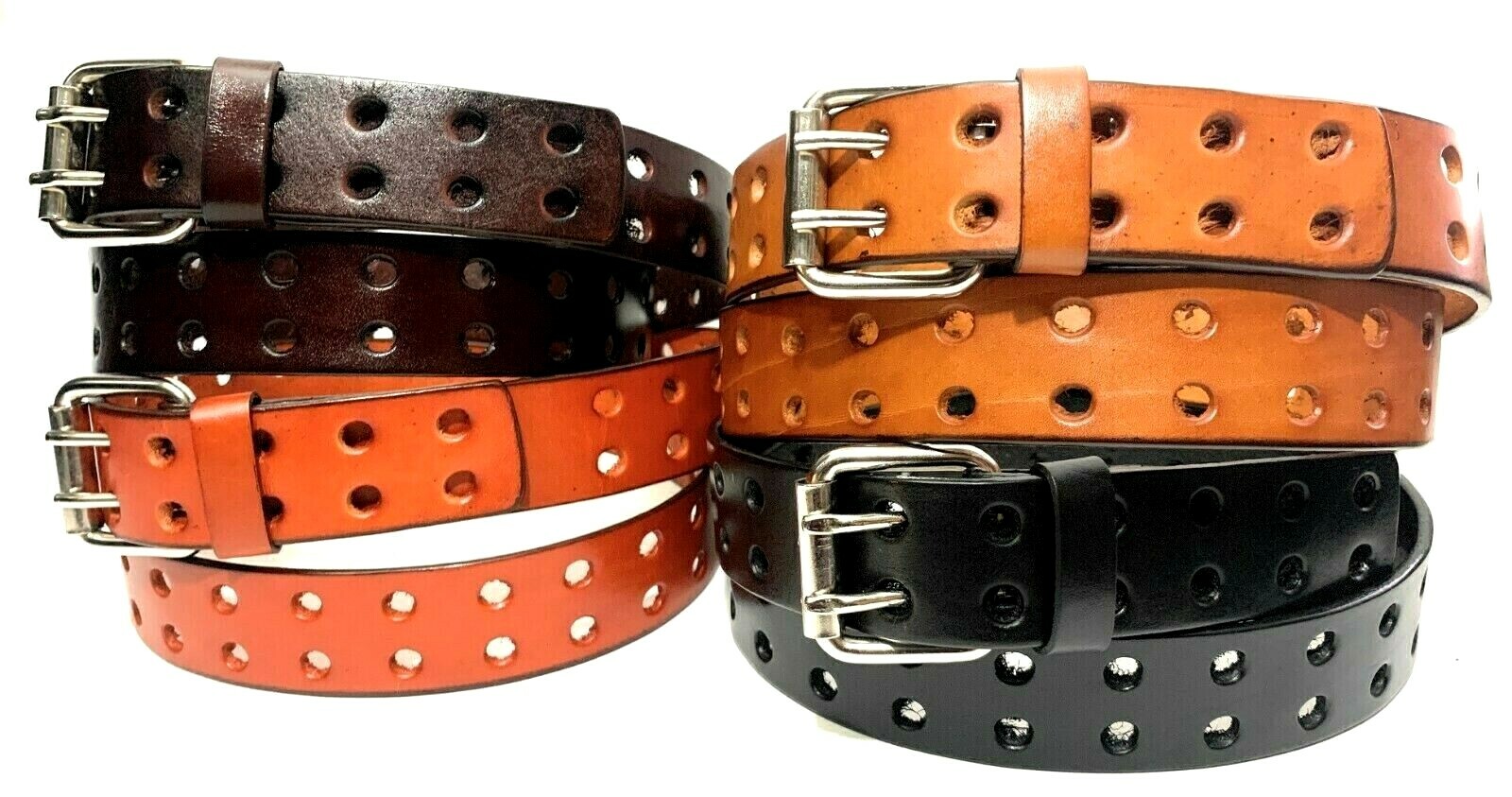 Men’s 1.5″ Wide WORK OR CASUAL LEATHER BELT DOUBLE PRONG TWO HOLE LEATHER BELT