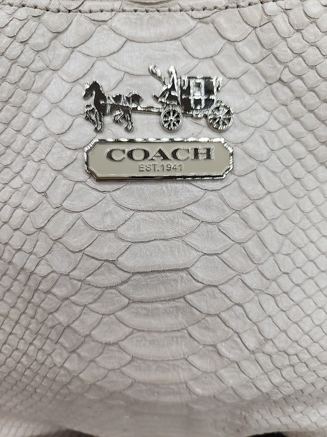 Coach k1093-16346 Madison Sophia Python Lthr Satchel Bag Shoulder Beige Taupe